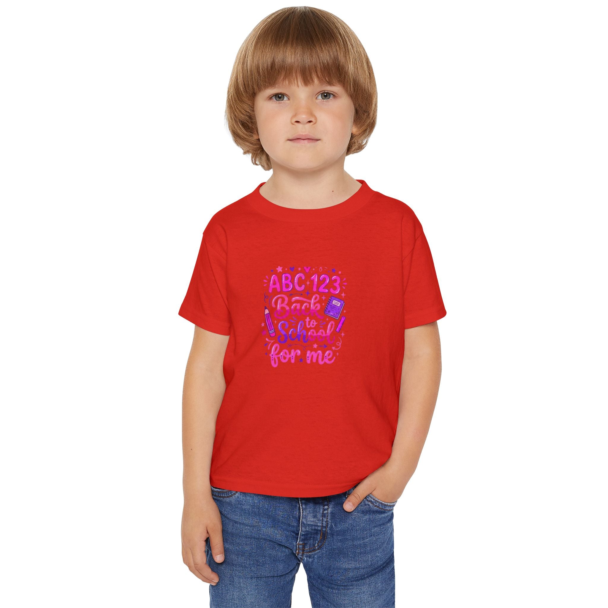 Toddler T-Shirt — "ABC 123 Back to School for Me" Cute Pink Kids School Shirt