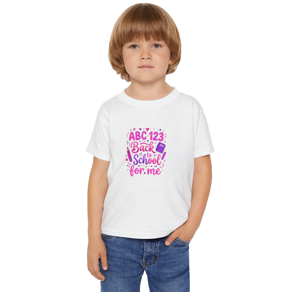 Toddler T-Shirt — "ABC 123 Back to School for Me" Cute Pink Kids School Shirt