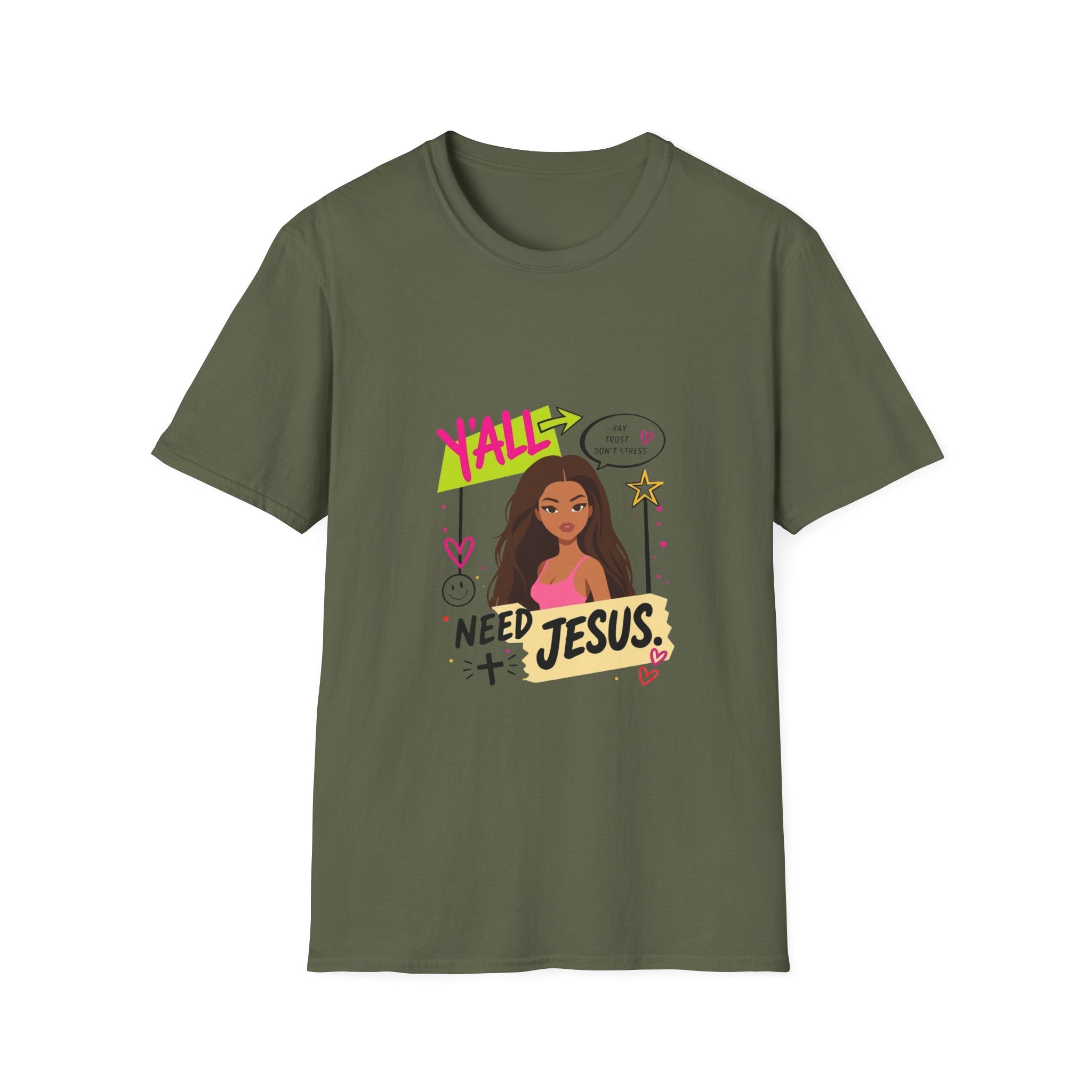 T-Shirt — "Y'ALL Need Jesus" Graphic Tee (Faith-Based, Casual Everyday Wear)