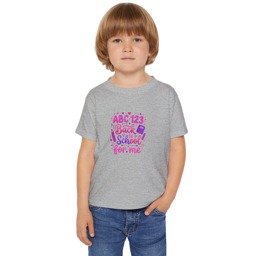 Toddler T-Shirt — "ABC 123 Back to School for Me" Cute Pink Kids School Shirt