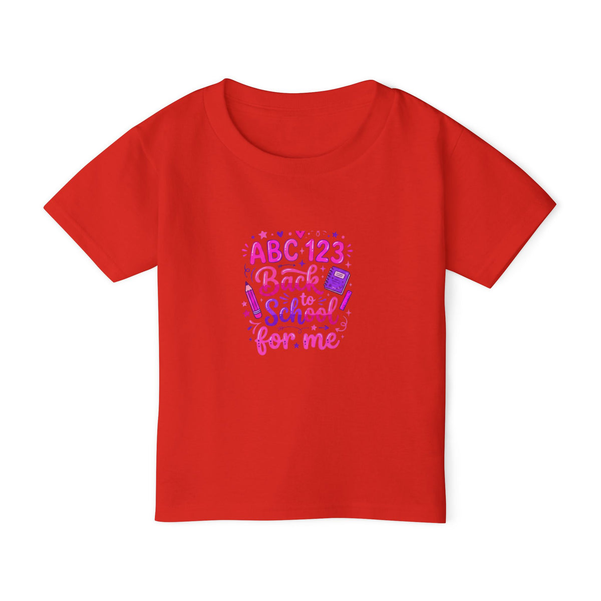 Toddler T-Shirt — "ABC 123 Back to School for Me" Cute Pink Kids School Shirt