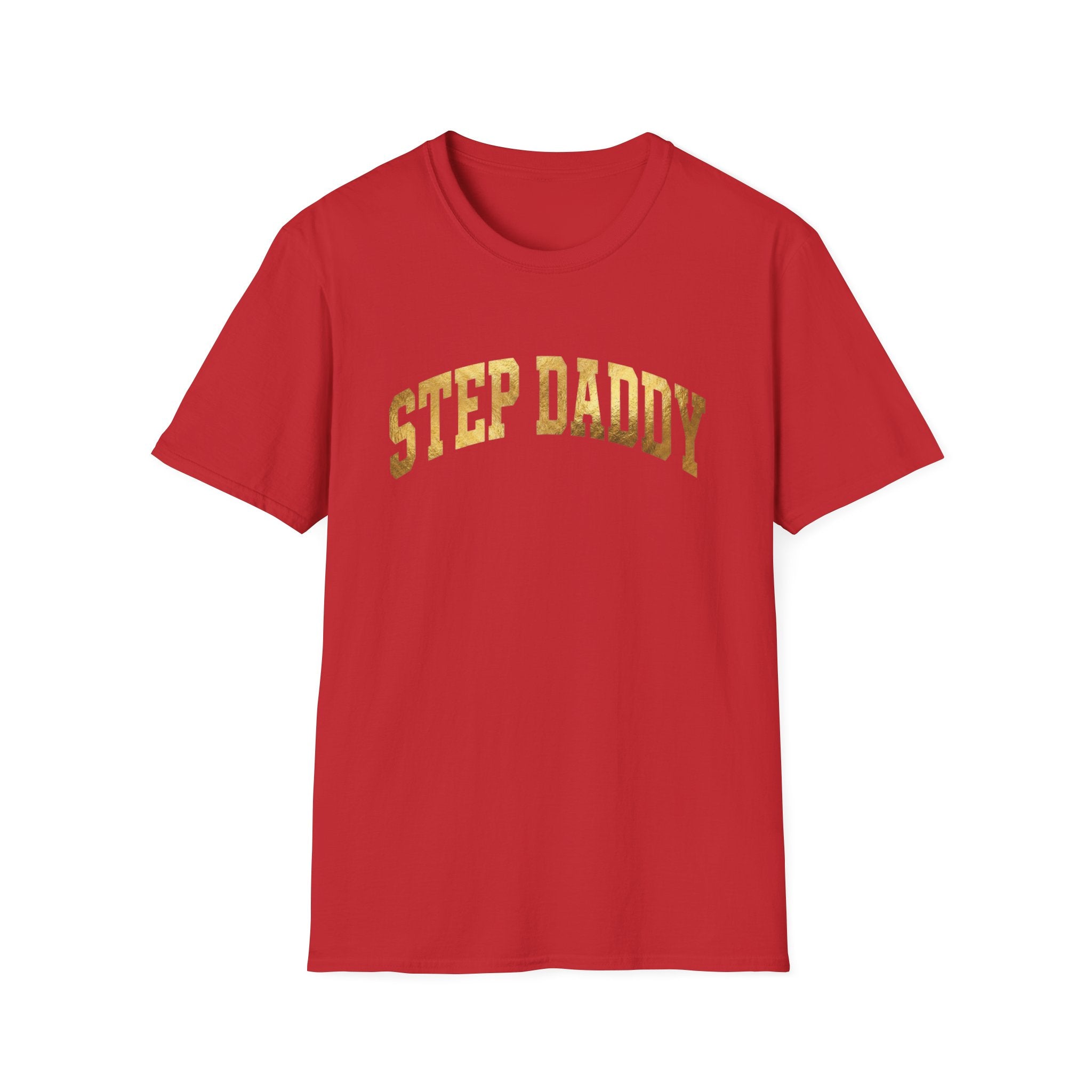 Step Daddy T-Shirt — Retro Gold Campus Graphic Tee for Stepdads