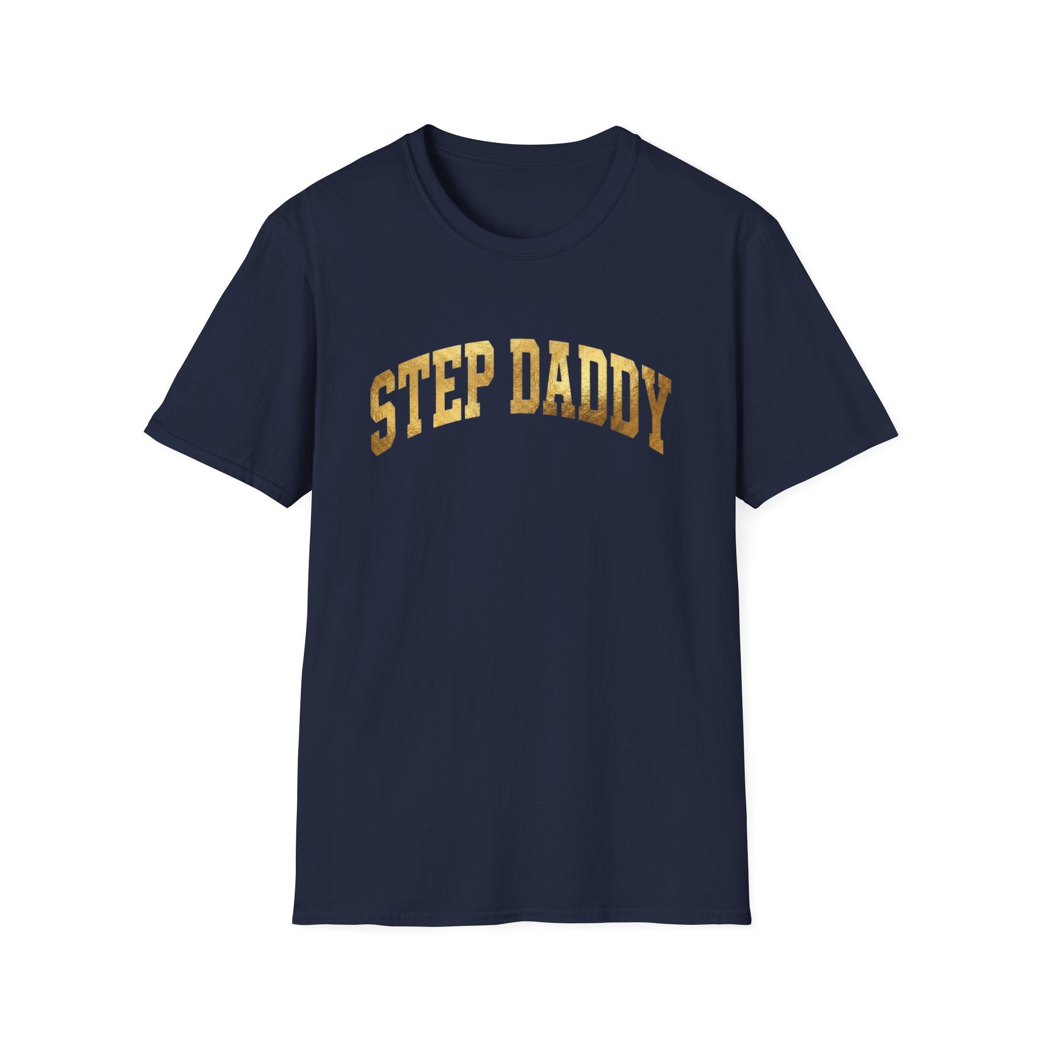 Step Daddy T-Shirt — Retro Gold Campus Graphic Tee for Stepdads