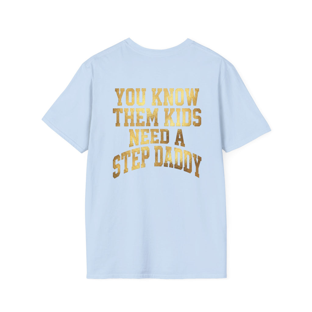 Step Daddy T-Shirt — Retro Gold Campus Graphic Tee for Stepdads