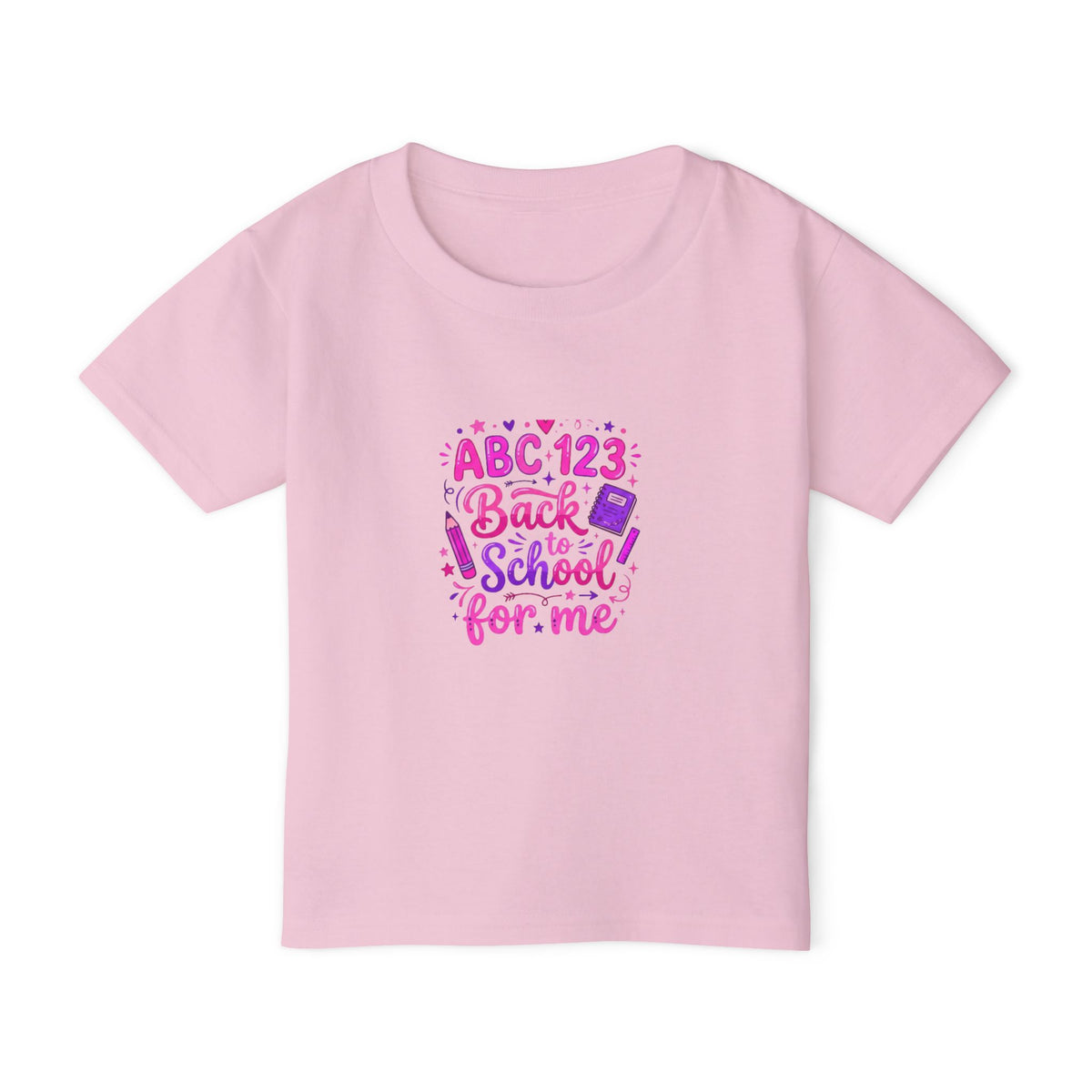 Toddler T-Shirt — "ABC 123 Back to School for Me" Cute Pink Kids School Shirt