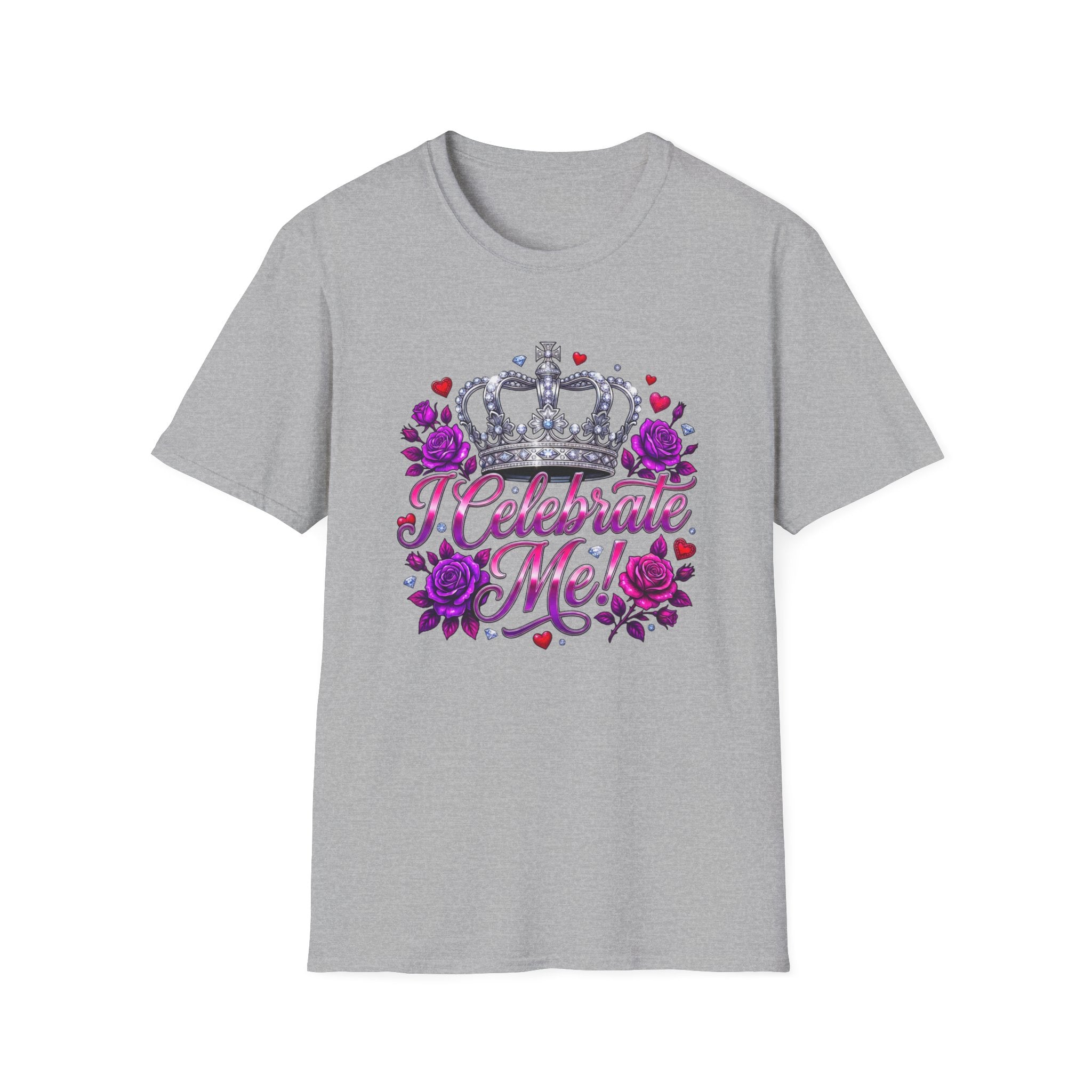T-Shirt — "I Celebrate Me" Crown Floral Tee — Self-Love Birthday Gift