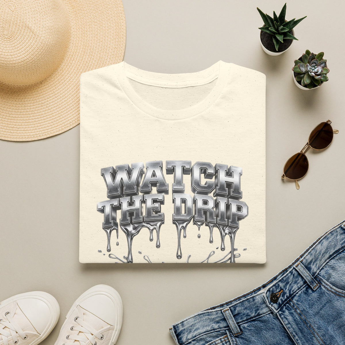 Watch The Drip T‑Shirt — Silver Drip Graphic Tee