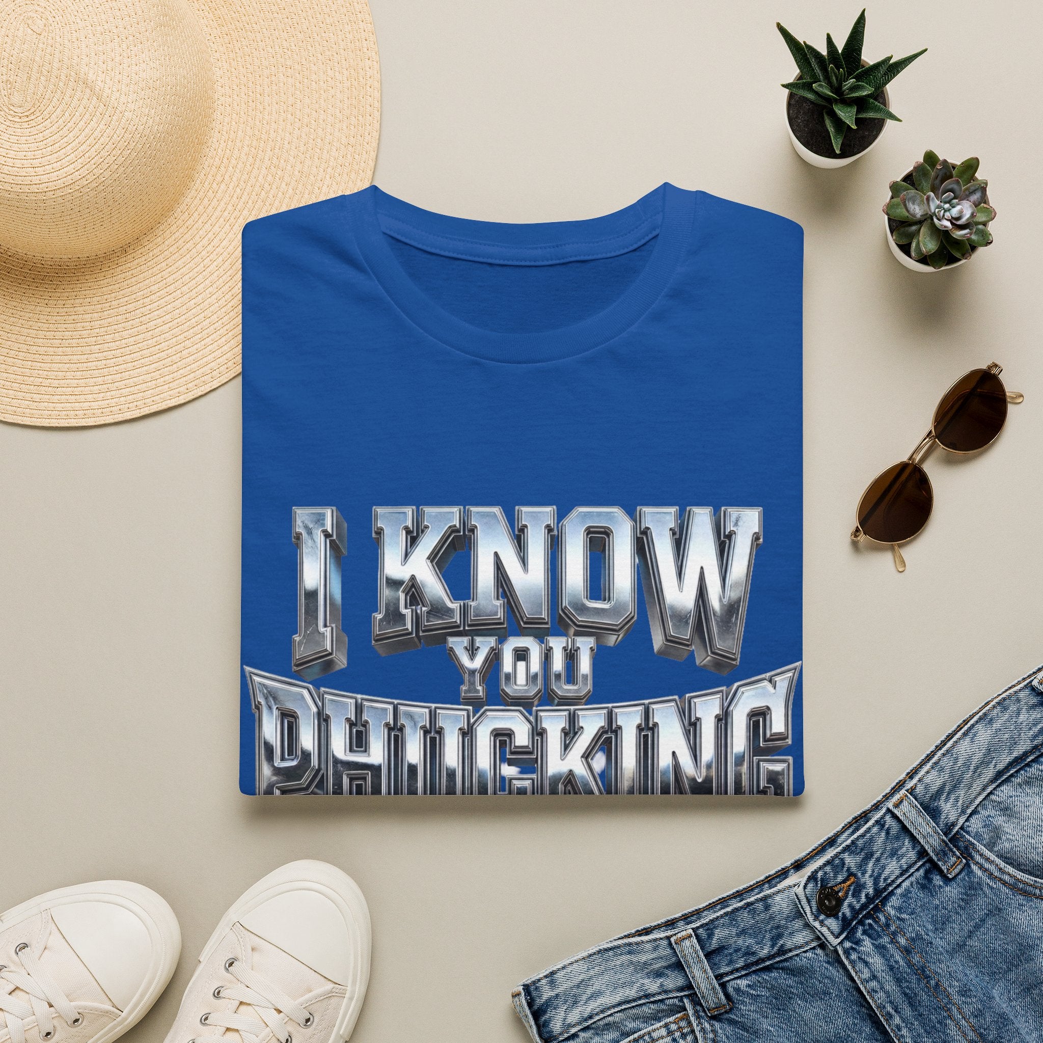 Graphic T-Shirt — "I Know You B***ing Lying" Bold Chrome Typography Tee