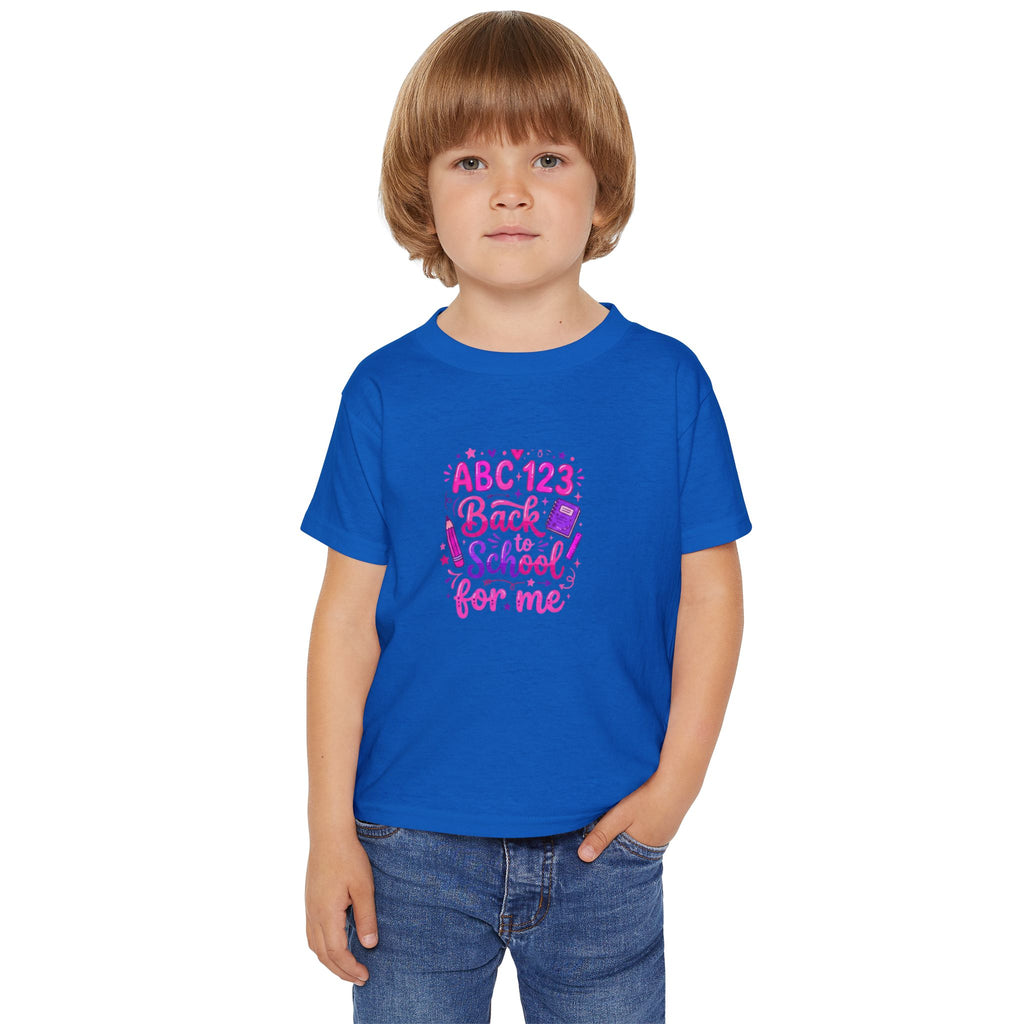 Toddler T-Shirt — "ABC 123 Back to School for Me" Cute Pink Kids School Shirt
