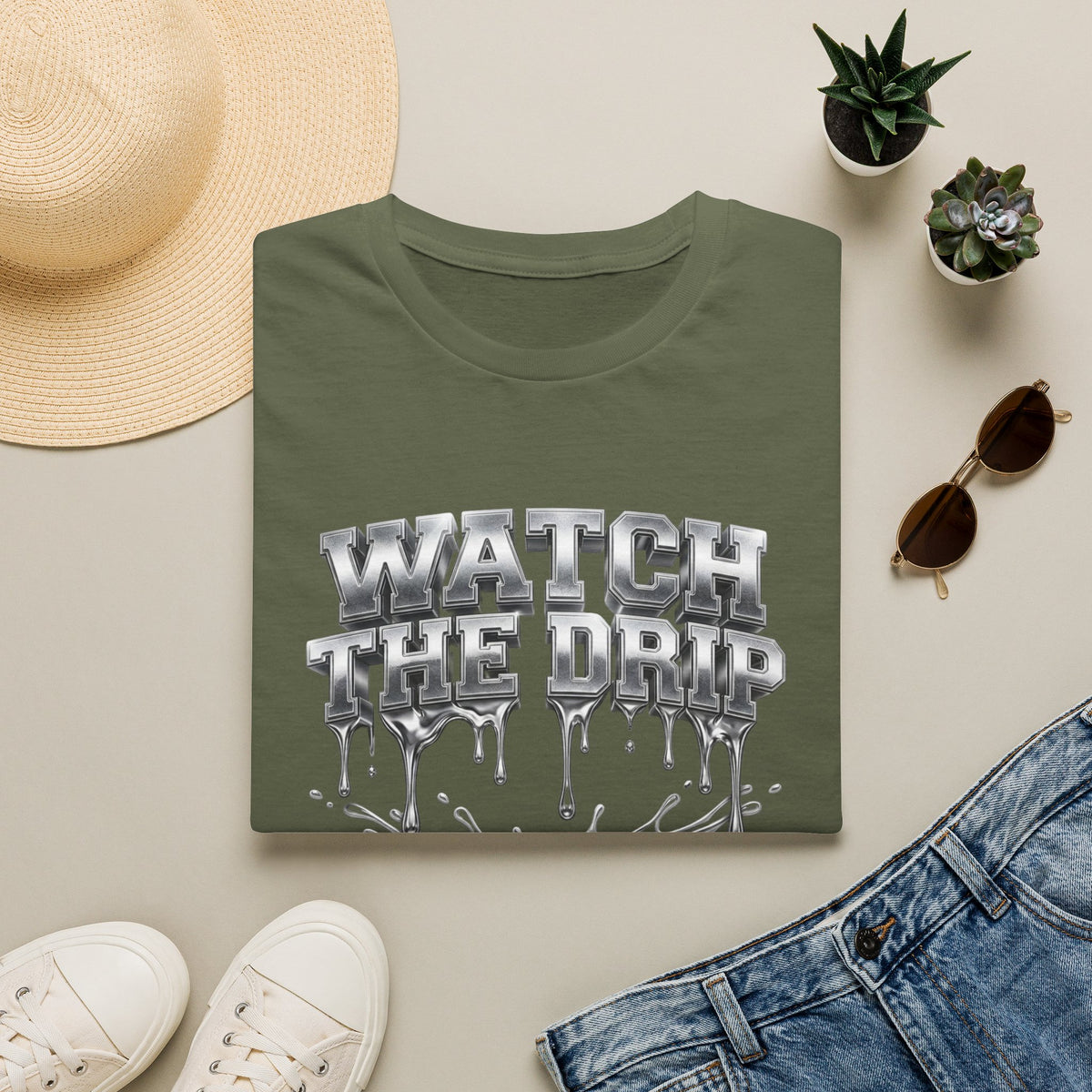 Watch The Drip T‑Shirt — Silver Drip Graphic Tee