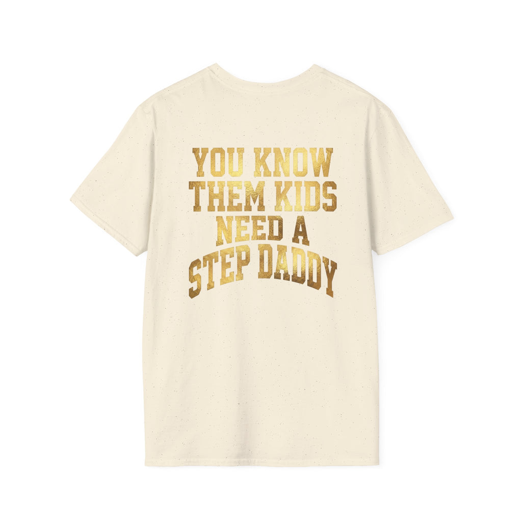 Step Daddy T-Shirt — Retro Gold Campus Graphic Tee for Stepdads