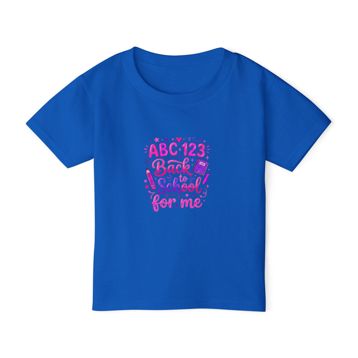 Toddler T-Shirt — "ABC 123 Back to School for Me" Cute Pink Kids School Shirt
