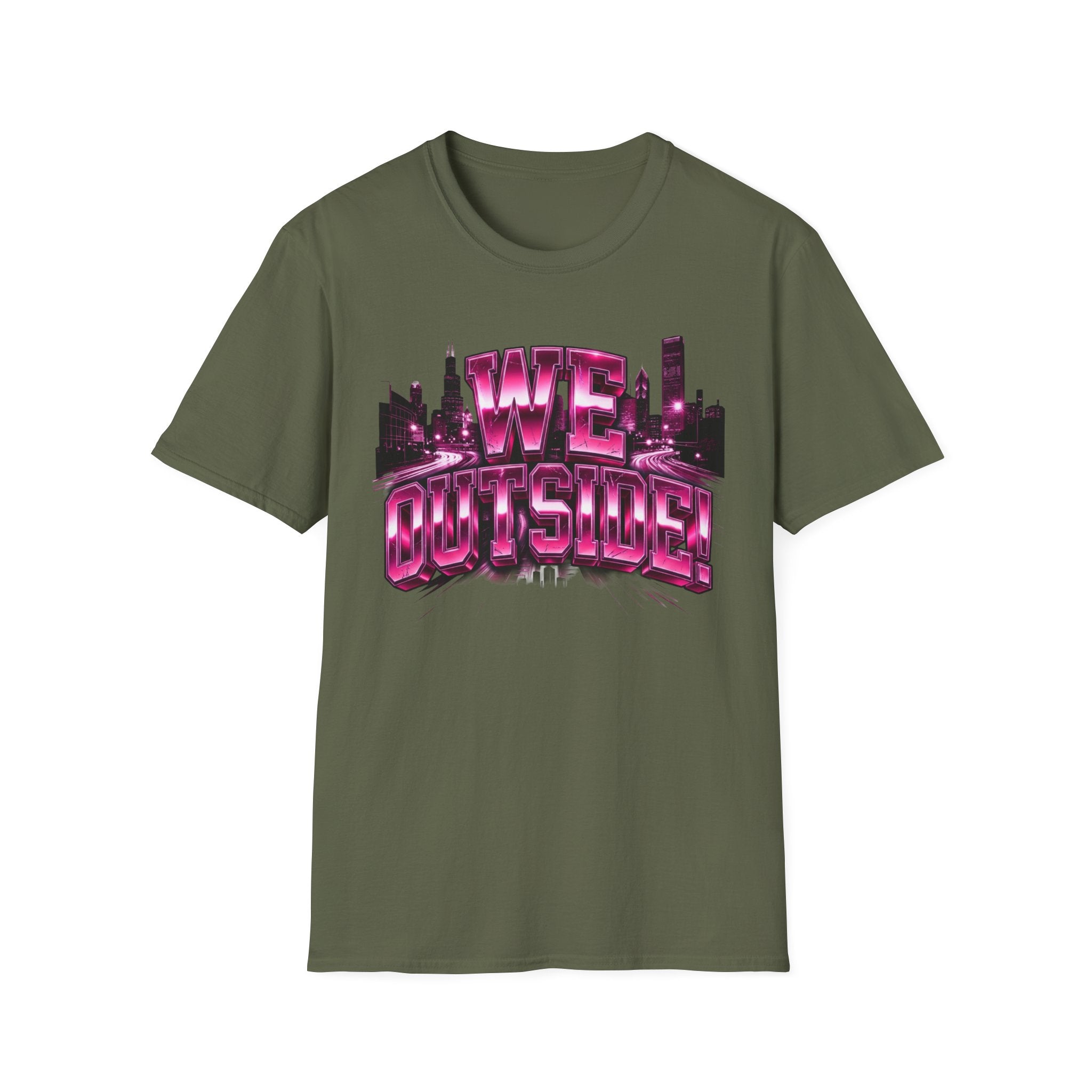 Well Outside Cityscape T-Shirt — Retro Neon Skyline Graphic Tee