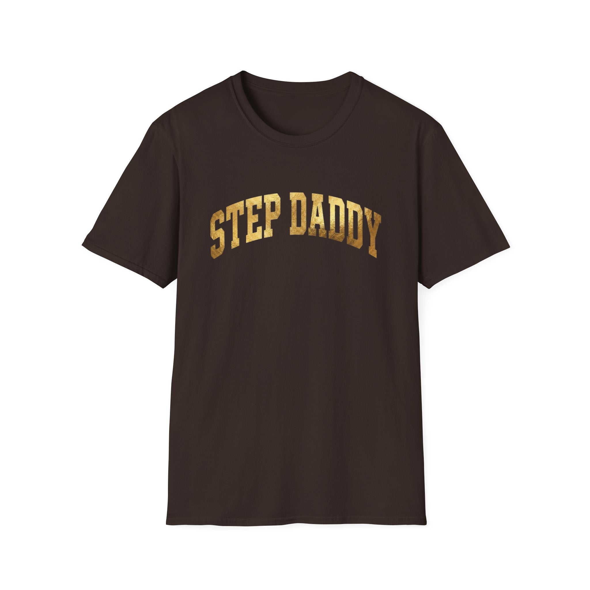 Step Daddy T-Shirt — Retro Gold Campus Graphic Tee for Stepdads