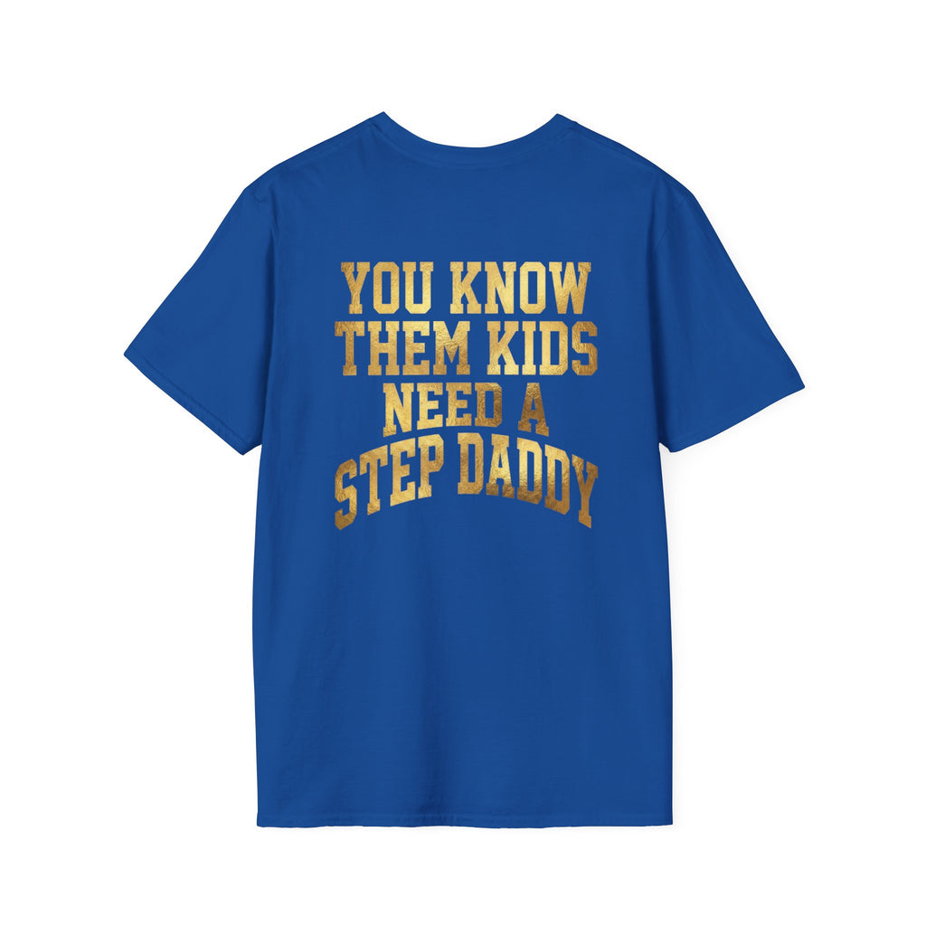 Step Daddy T-Shirt — Retro Gold Campus Graphic Tee for Stepdads