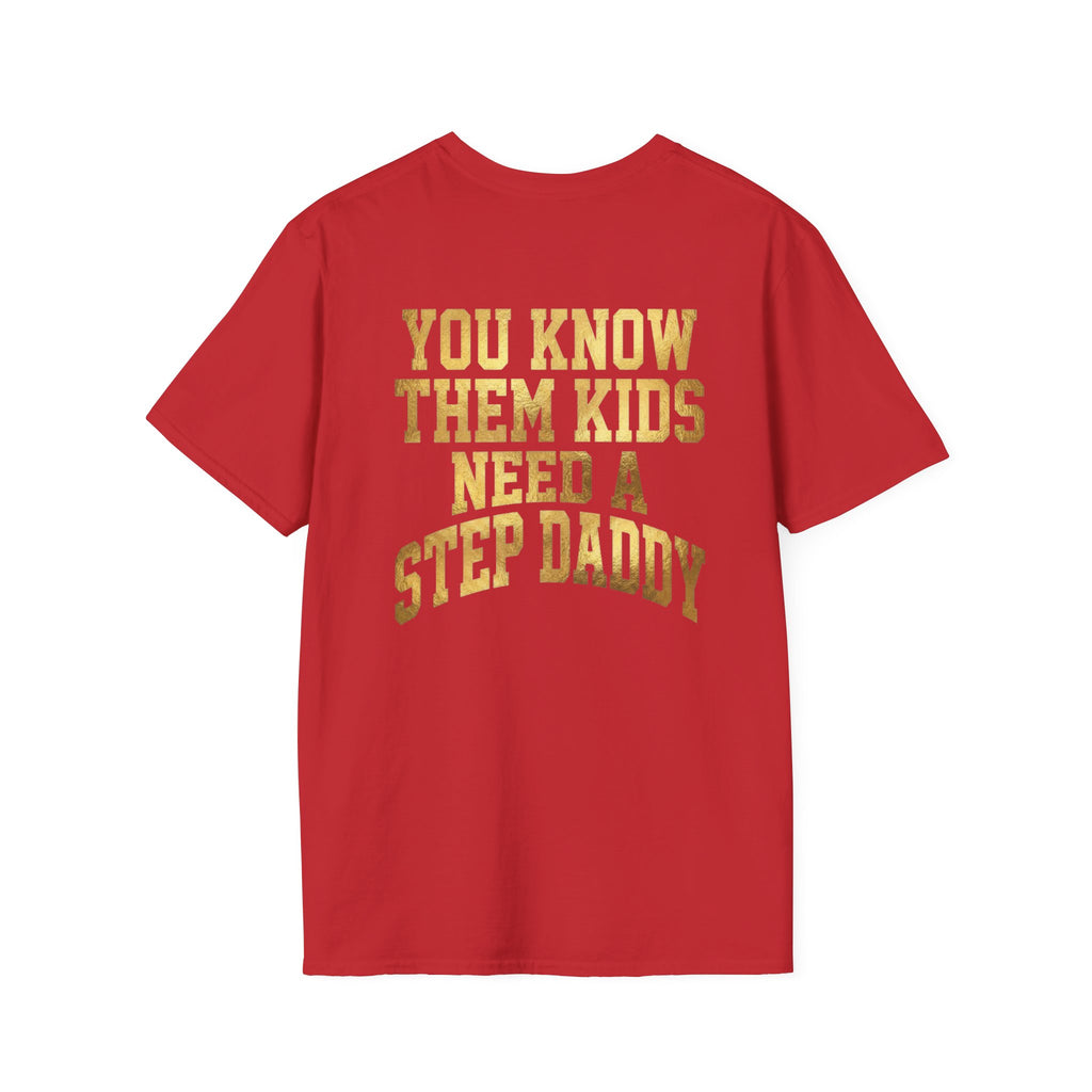 Step Daddy T-Shirt — Retro Gold Campus Graphic Tee for Stepdads