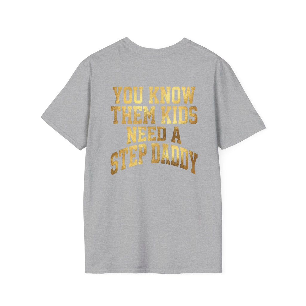 Step Daddy T-Shirt — Retro Gold Campus Graphic Tee for Stepdads