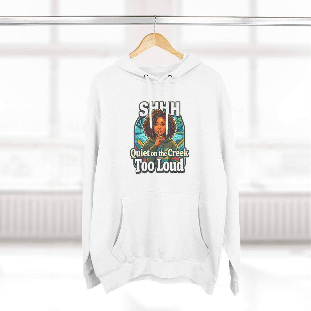 Hoodie "Quiet on the Creek Too Loud" — Retro Nature Graphic Hoodie