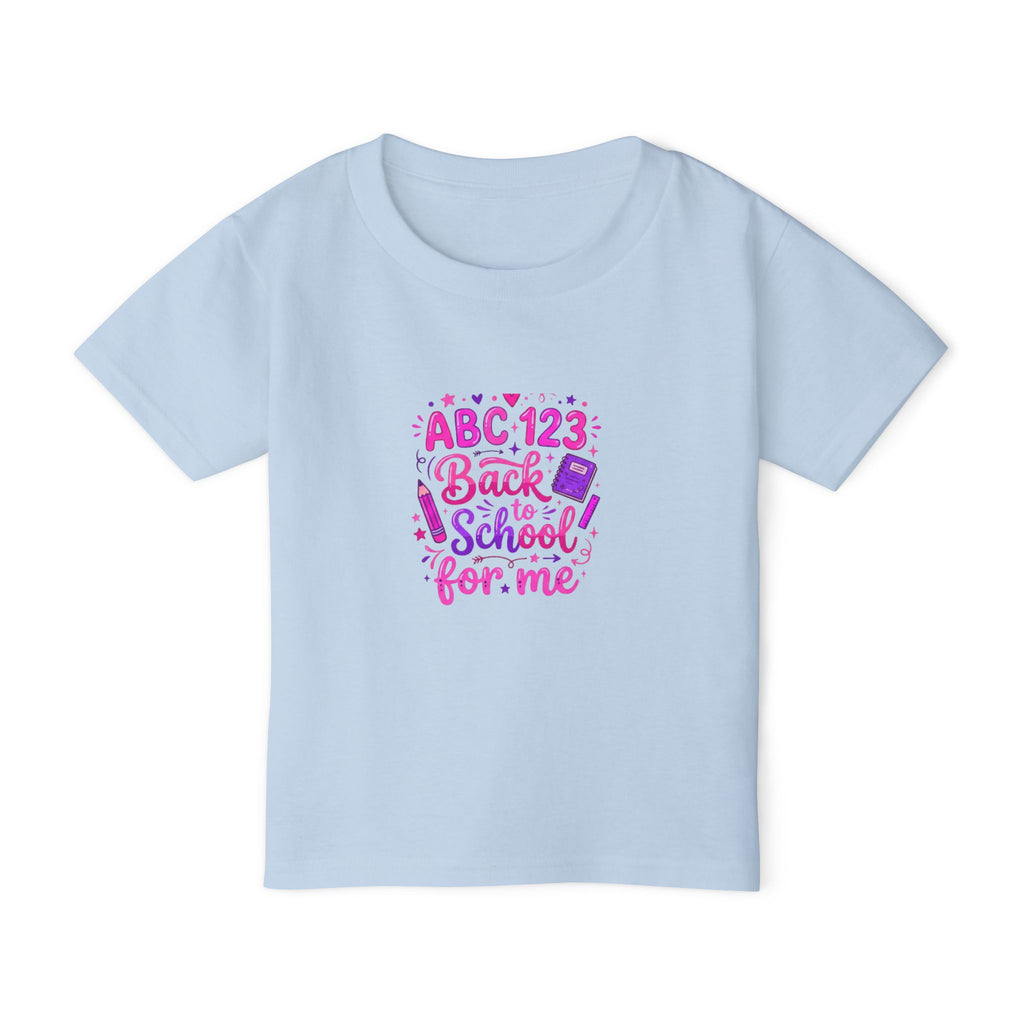 Toddler T-Shirt — "ABC 123 Back to School for Me" Cute Pink Kids School Shirt