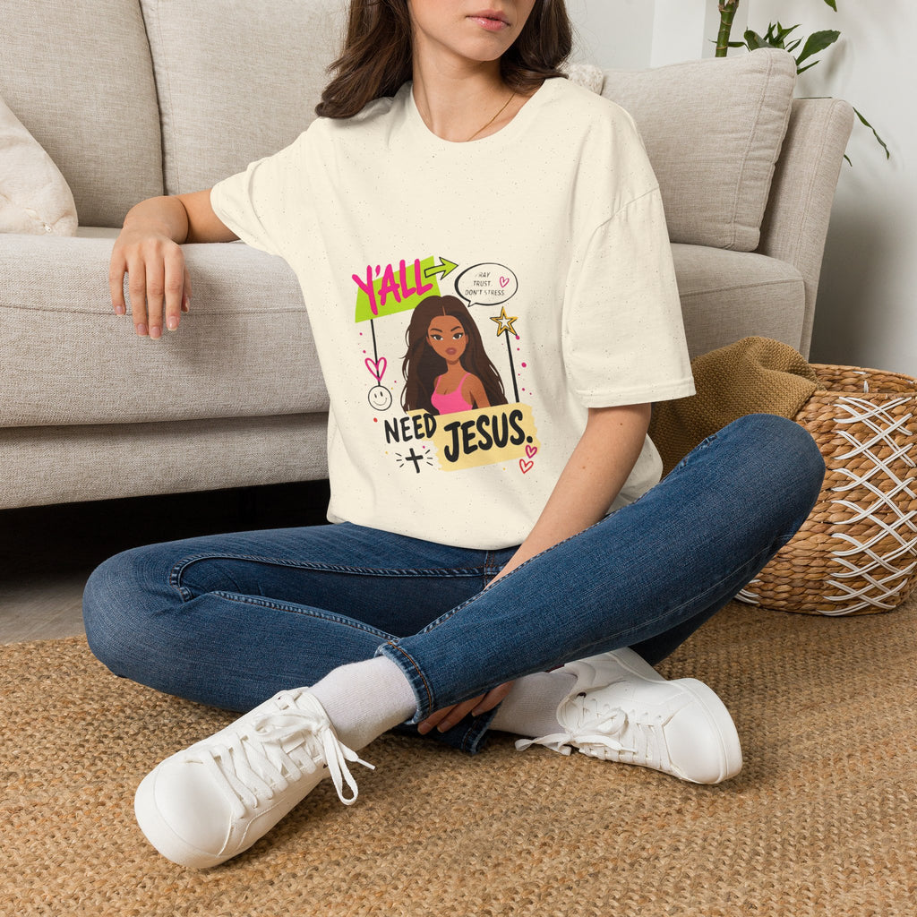 T-Shirt — "Y'ALL Need Jesus" Graphic Tee (Faith-Based, Casual Everyday Wear)