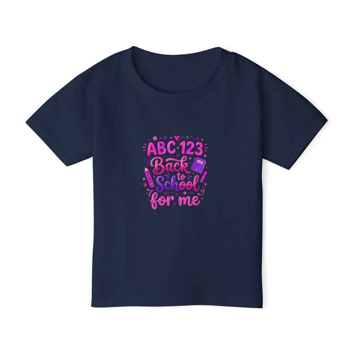Toddler T-Shirt — "ABC 123 Back to School for Me" Cute Pink Kids School Shirt