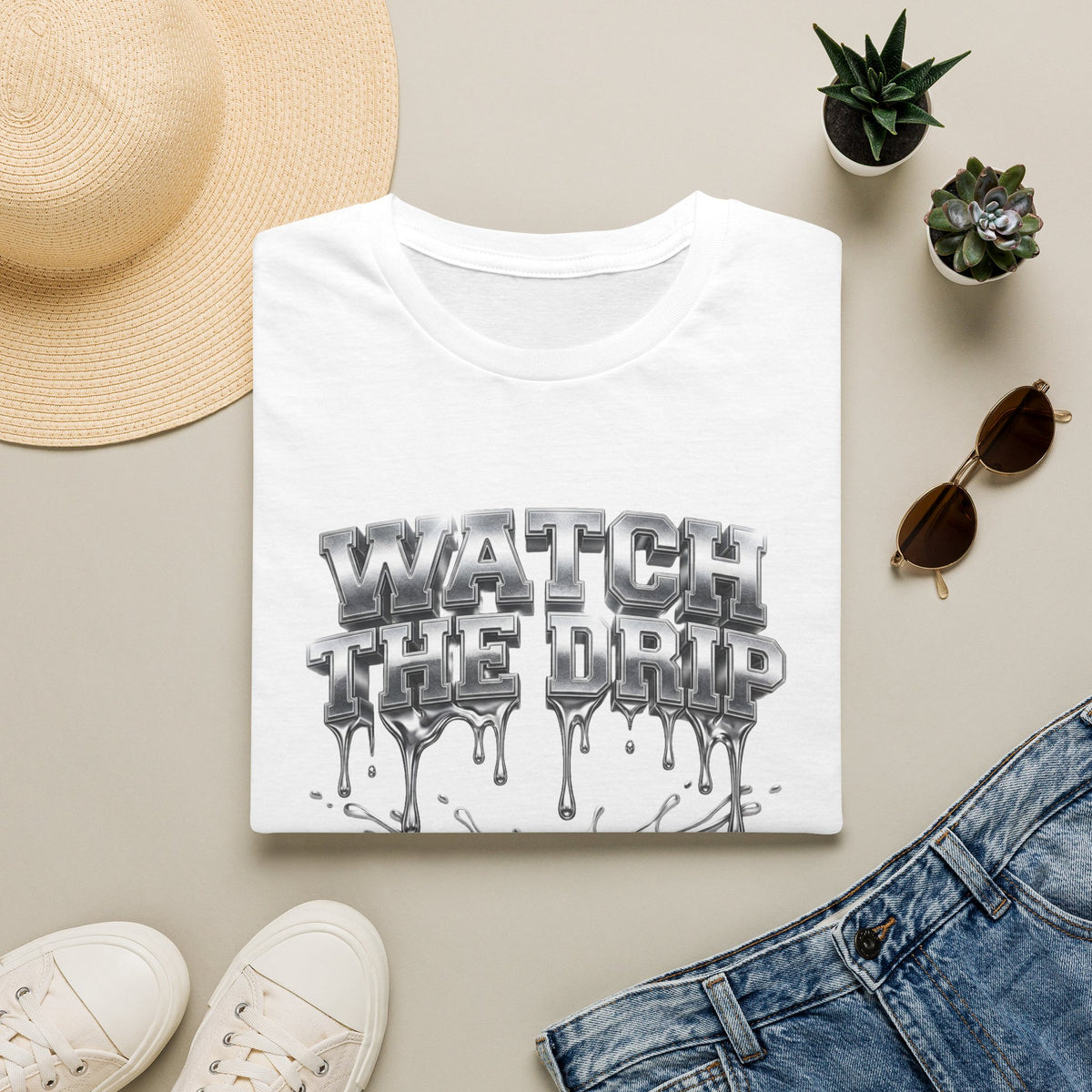 Watch The Drip T‑Shirt — Silver Drip Graphic Tee