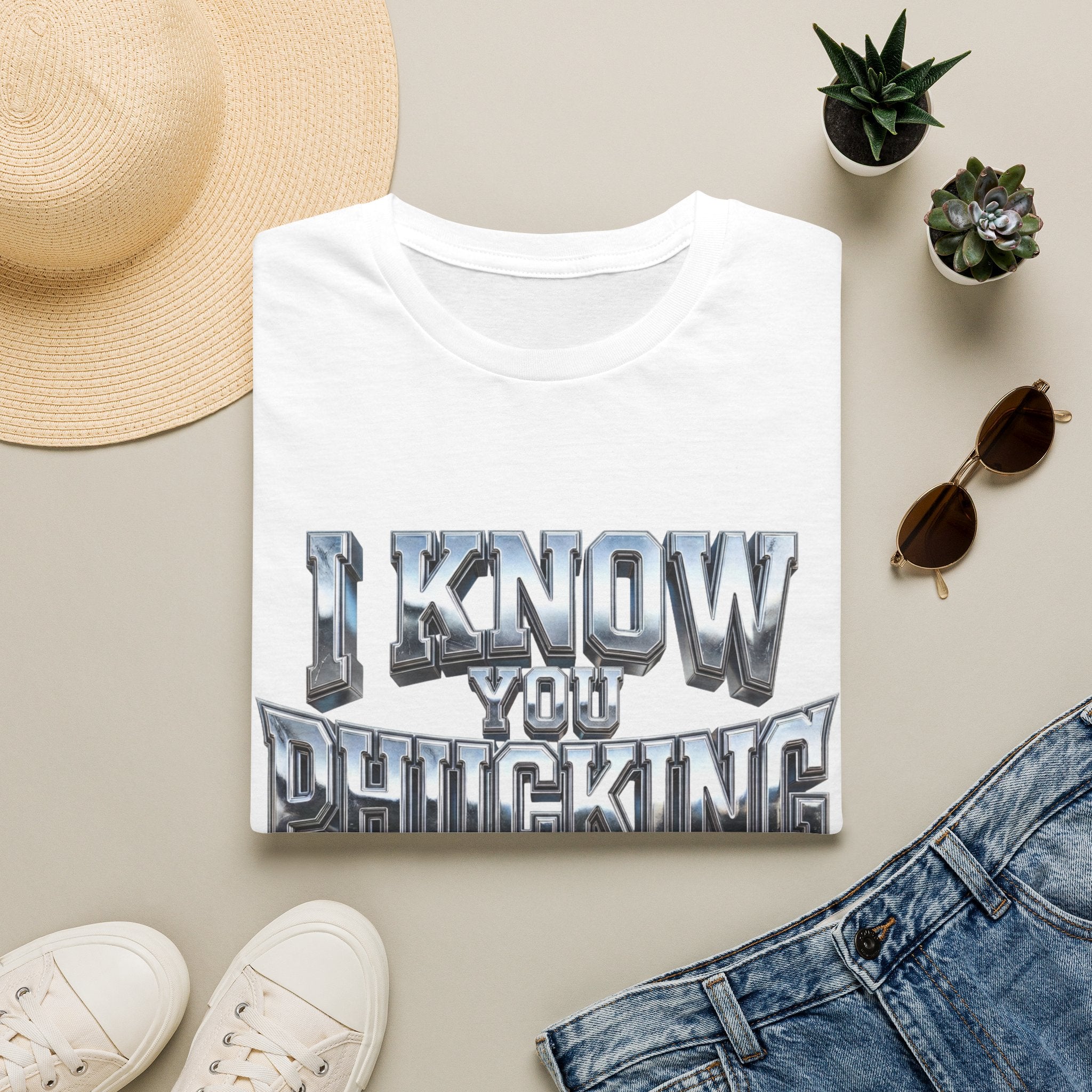 Graphic T-Shirt — "I Know You B***ing Lying" Bold Chrome Typography Tee