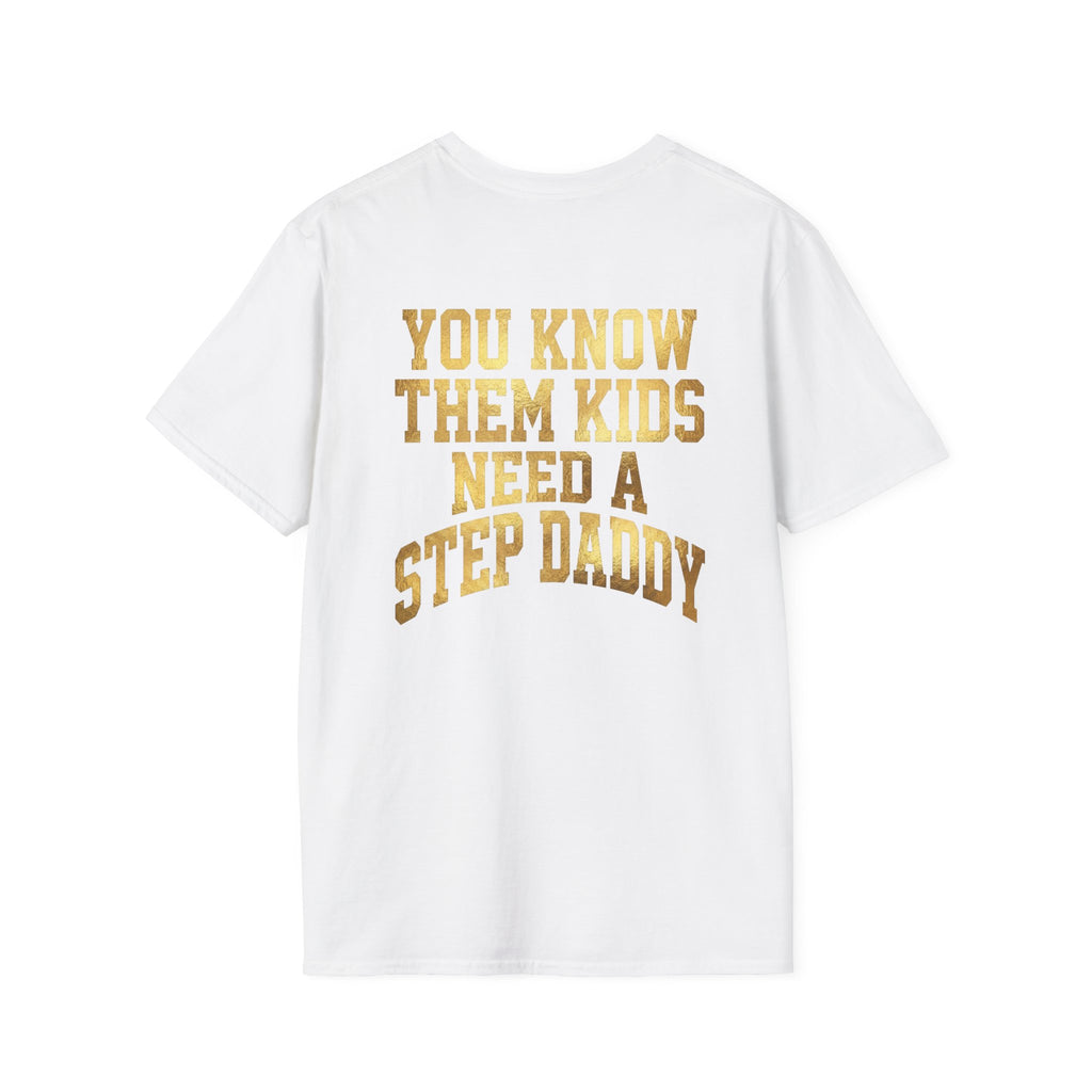 Step Daddy T-Shirt — Retro Gold Campus Graphic Tee for Stepdads