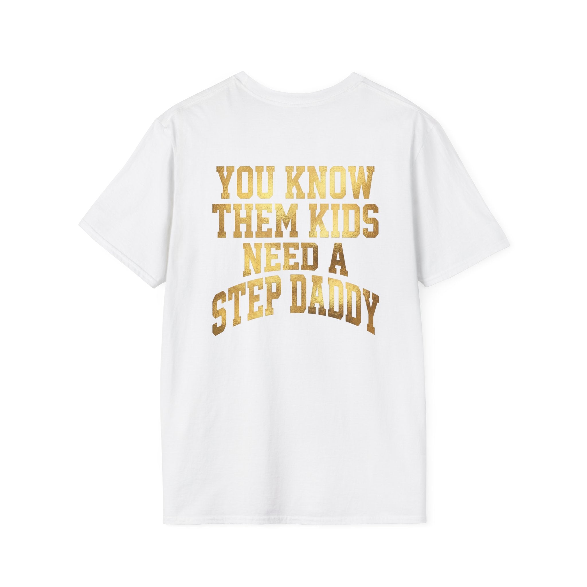 Step Daddy T-Shirt — Retro Gold Campus Graphic Tee for Stepdads