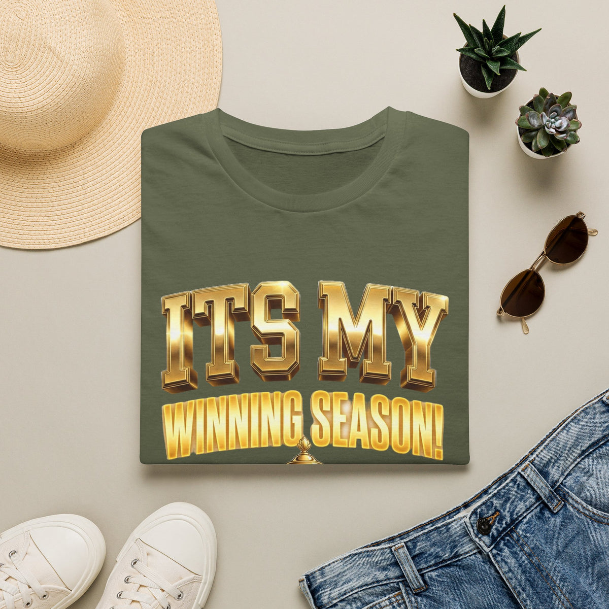 It's My Winning Season T‑Shirt — Gold Trophy Motivational Tee