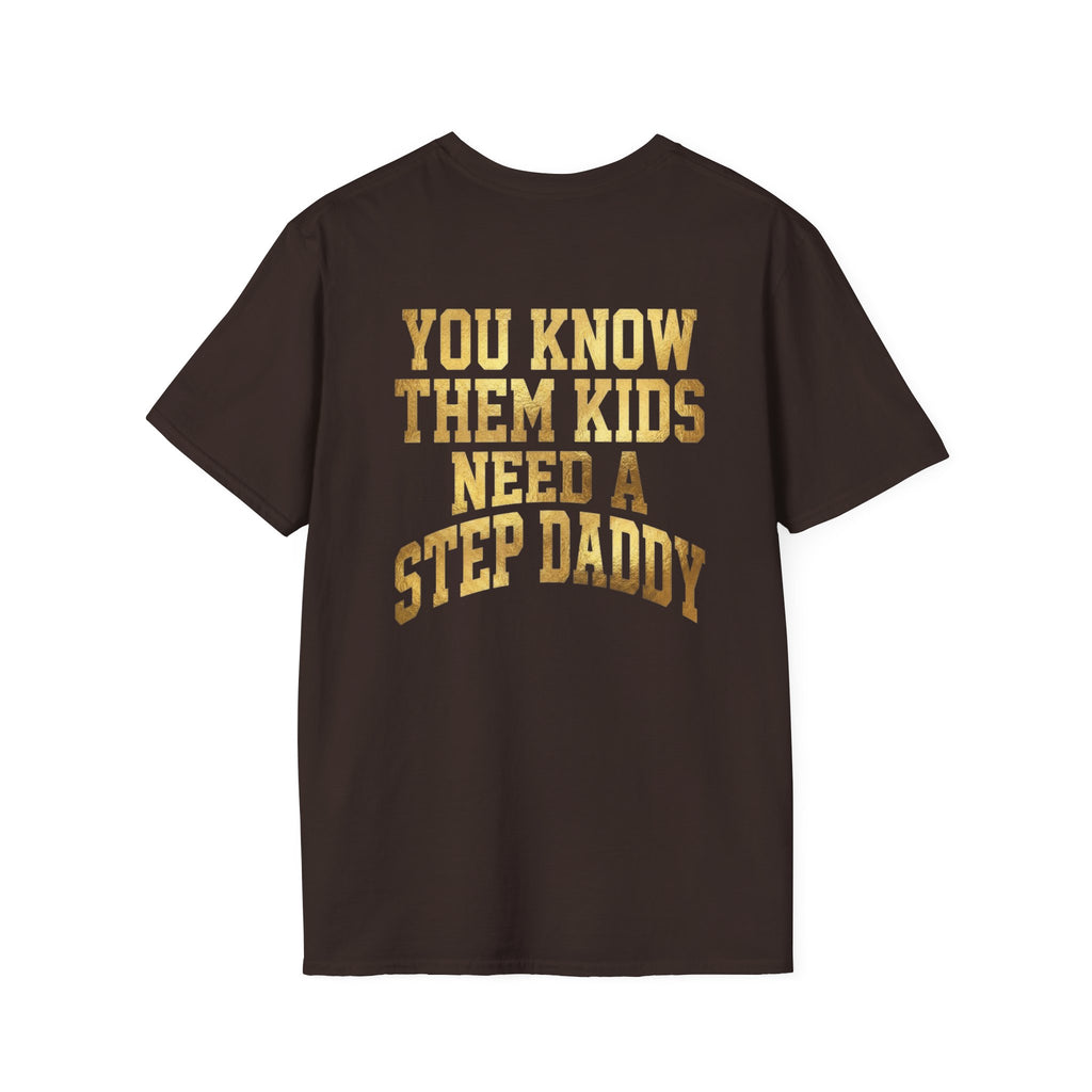Step Daddy T-Shirt — Retro Gold Campus Graphic Tee for Stepdads