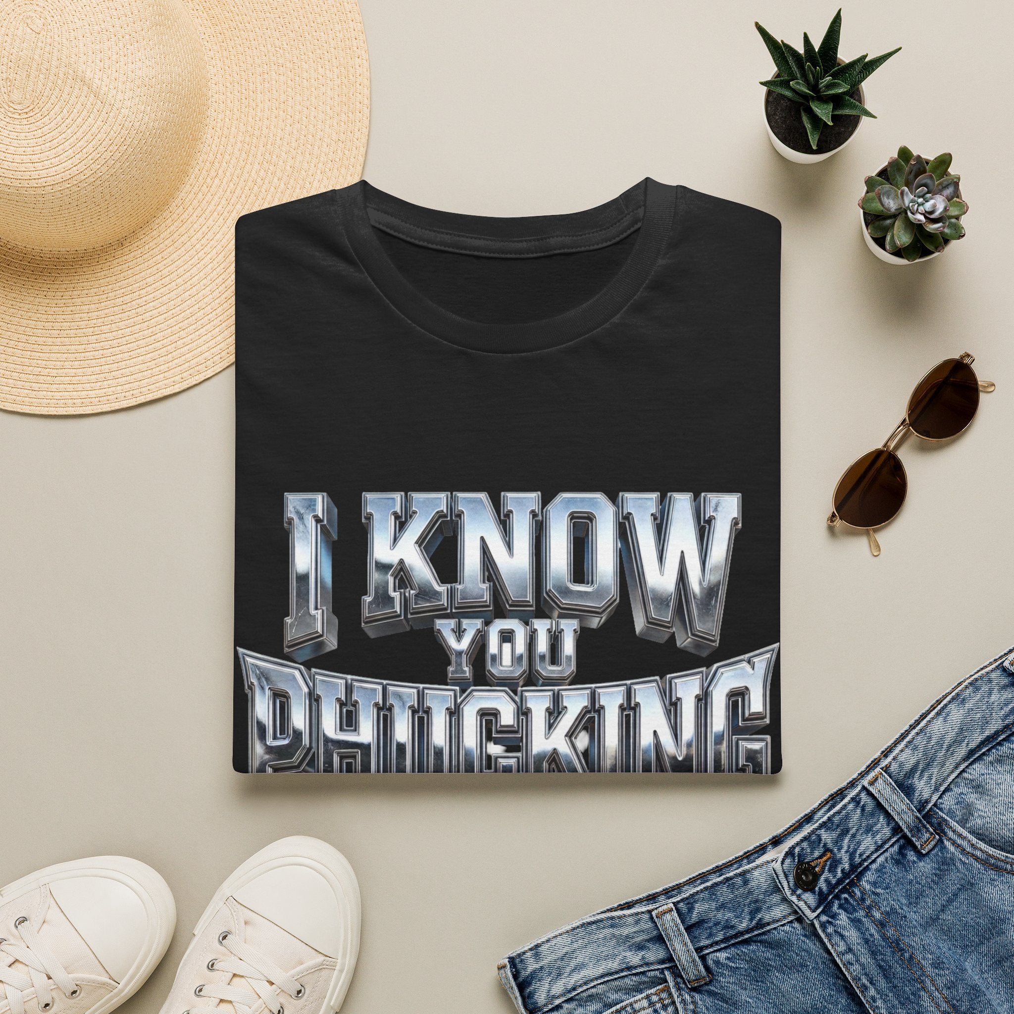 Graphic T-Shirt — "I Know You B***ing Lying" Bold Chrome Typography Tee