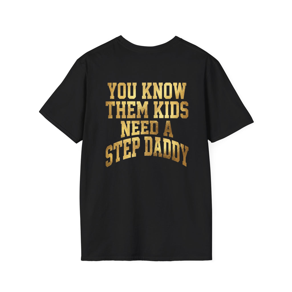 Step Daddy T-Shirt — Retro Gold Campus Graphic Tee for Stepdads