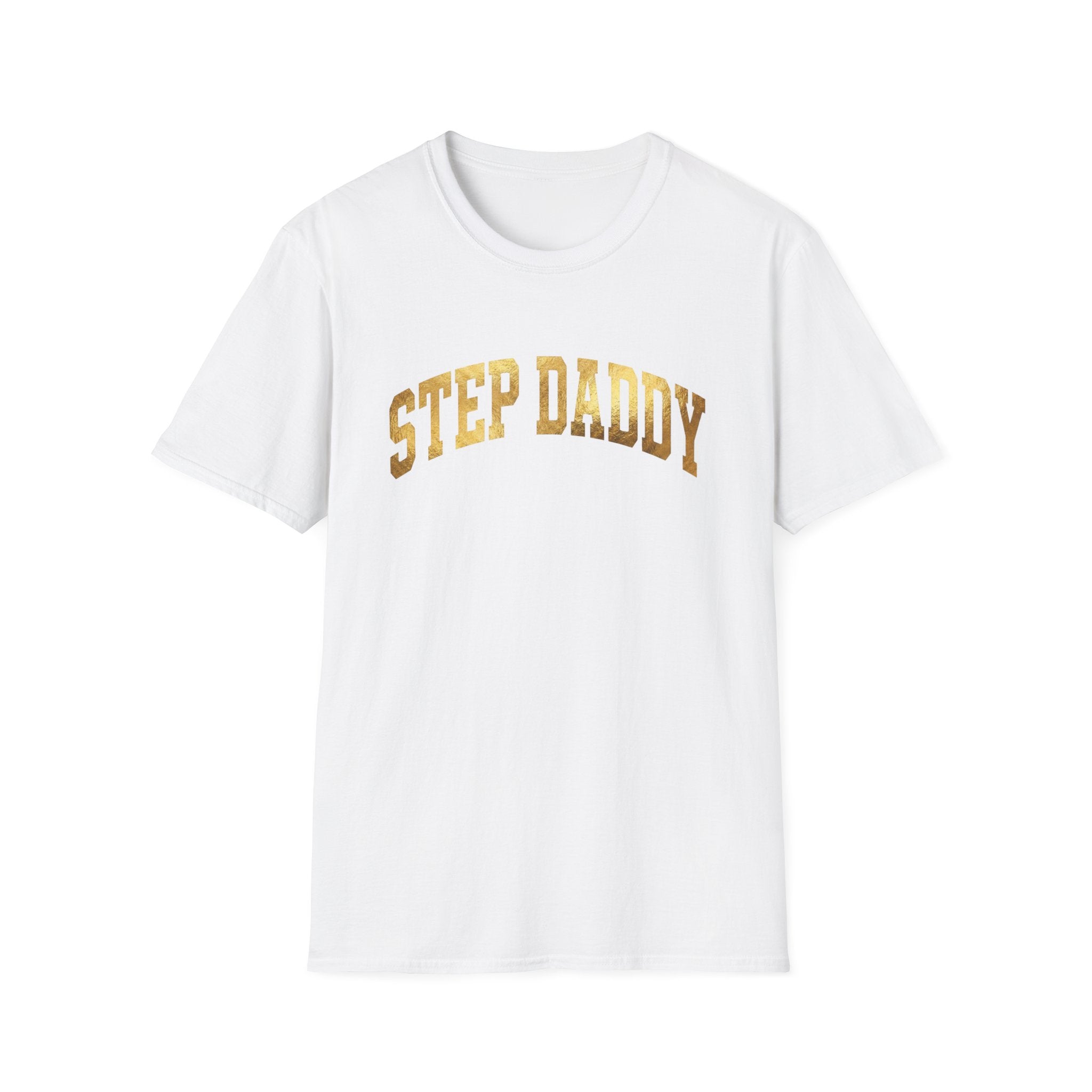 Step Daddy T-Shirt — Retro Gold Campus Graphic Tee for Stepdads