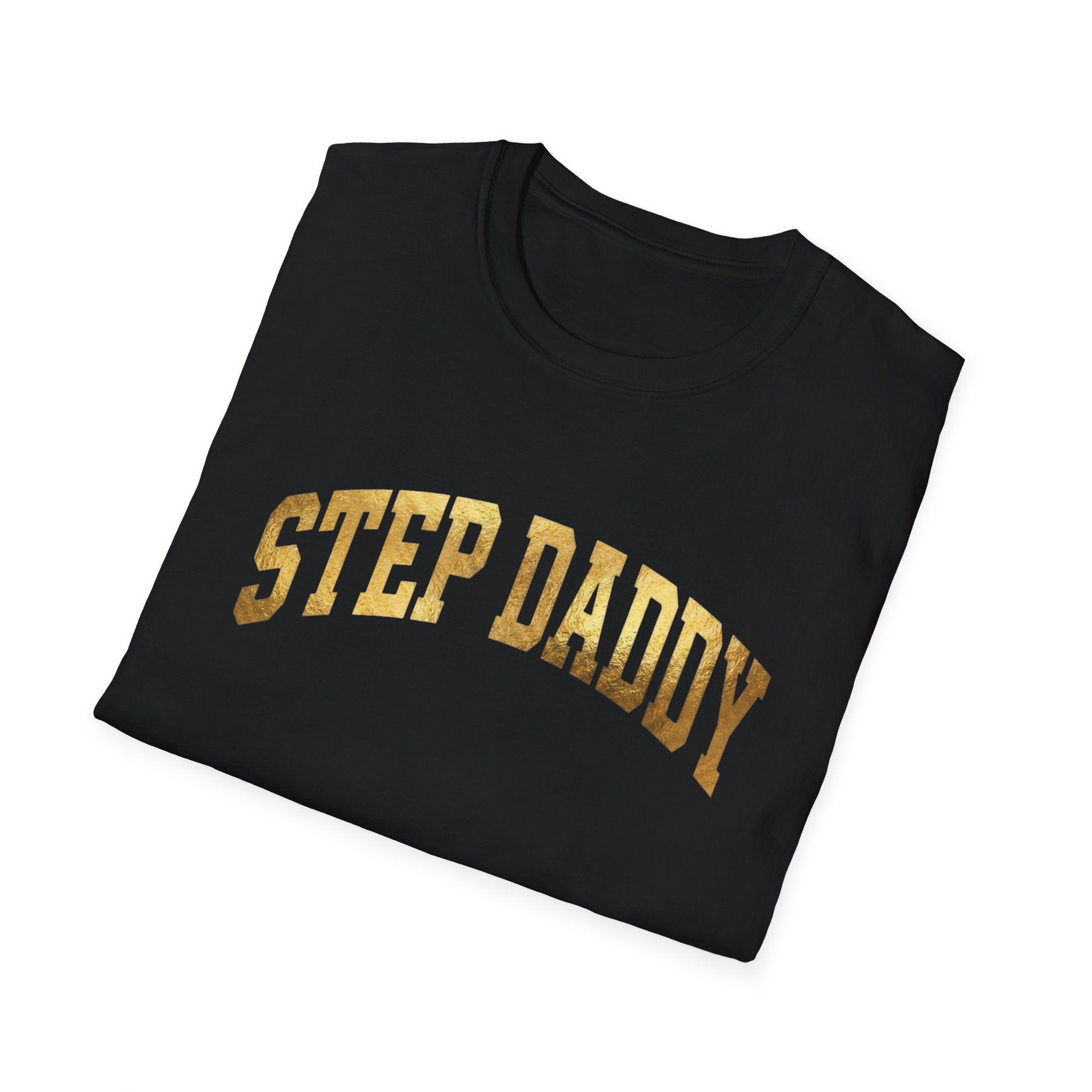Step Daddy T-Shirt — Retro Gold Campus Graphic Tee for Stepdads