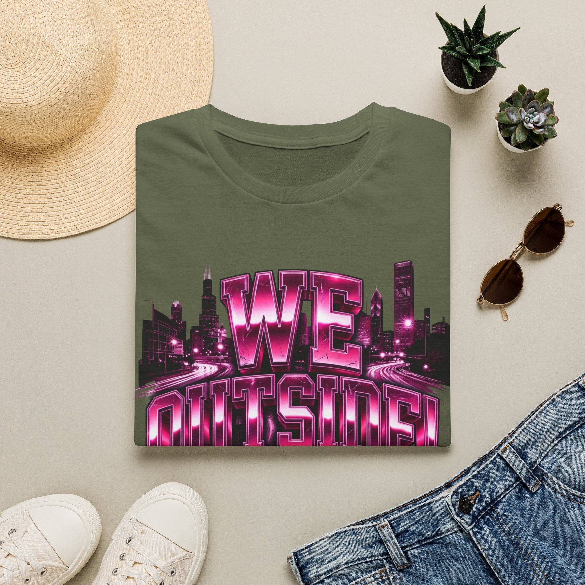 Well Outside Cityscape T-Shirt — Retro Neon Skyline Graphic Tee