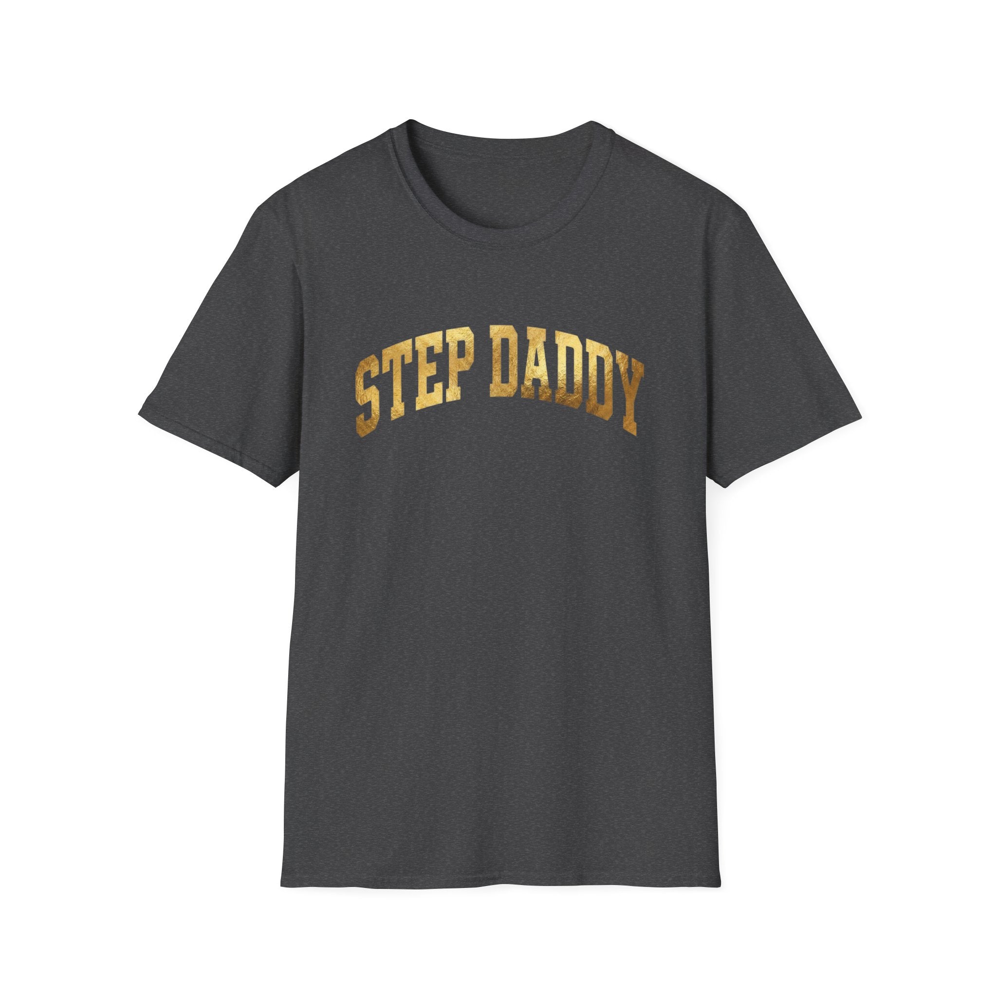 Step Daddy T-Shirt — Retro Gold Campus Graphic Tee for Stepdads