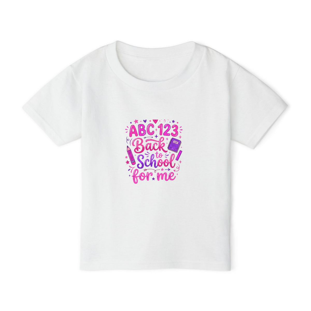 Toddler T-Shirt — "ABC 123 Back to School for Me" Cute Pink Kids School Shirt