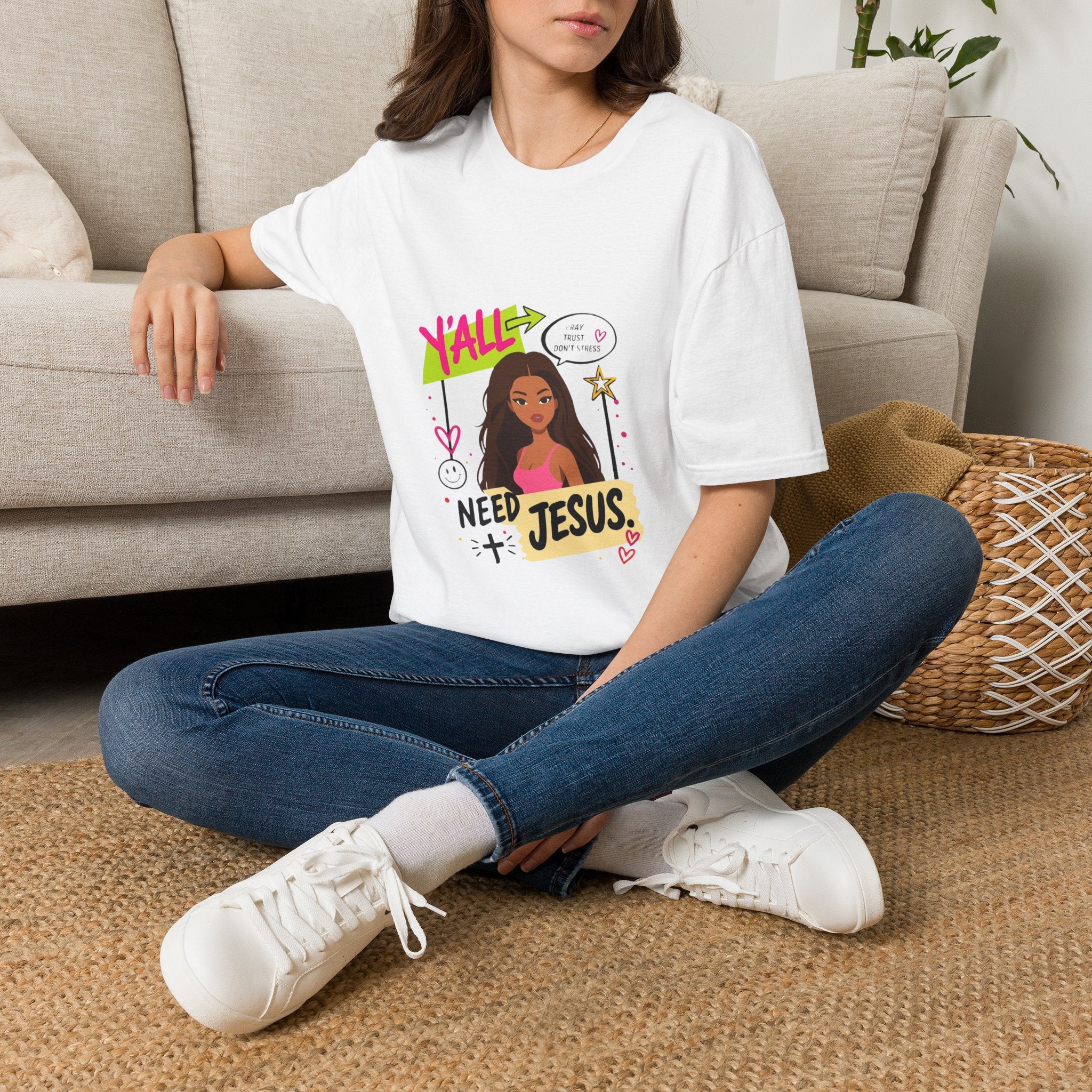 T-Shirt — "Y'ALL Need Jesus" Graphic Tee (Faith-Based, Casual Everyday Wear)