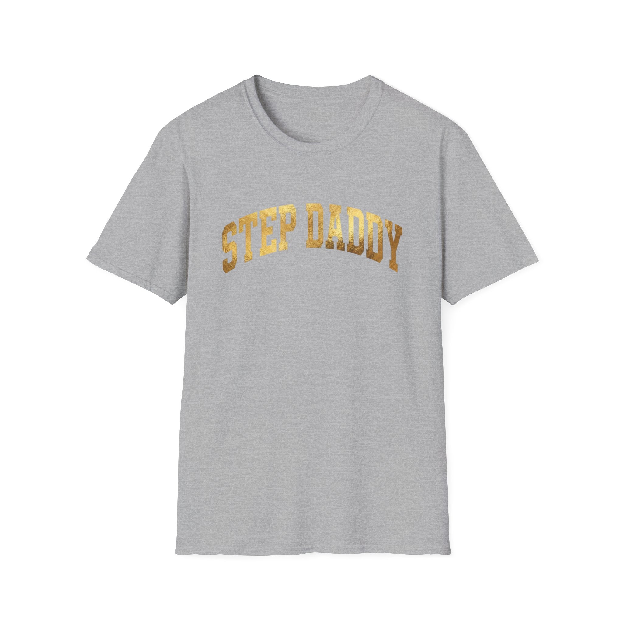 Step Daddy T-Shirt — Retro Gold Campus Graphic Tee for Stepdads