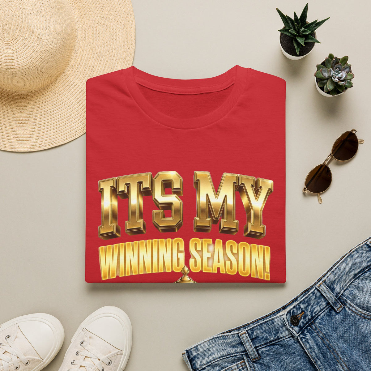It's My Winning Season T‑Shirt — Gold Trophy Motivational Tee