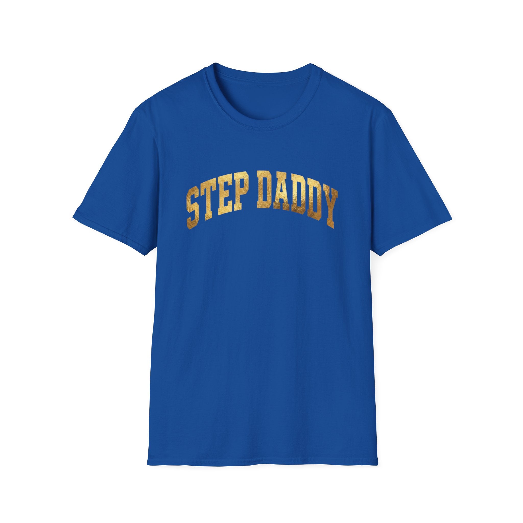 Step Daddy T-Shirt — Retro Gold Campus Graphic Tee for Stepdads