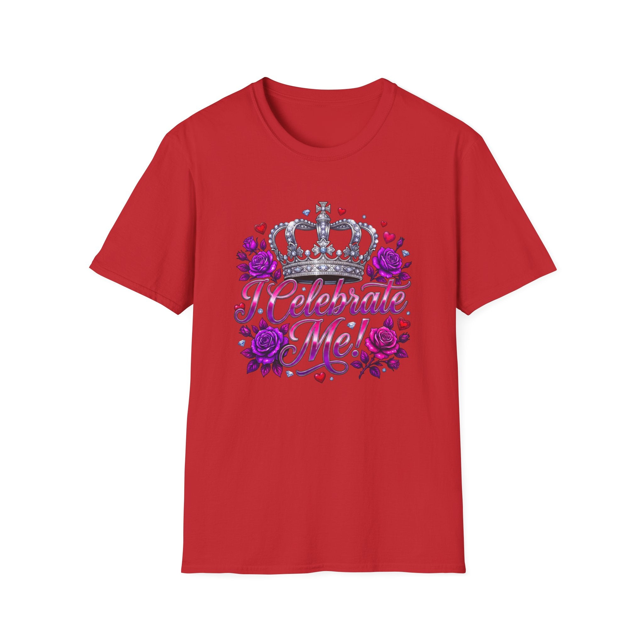 T-Shirt — "I Celebrate Me" Crown Floral Tee — Self-Love Birthday Gift