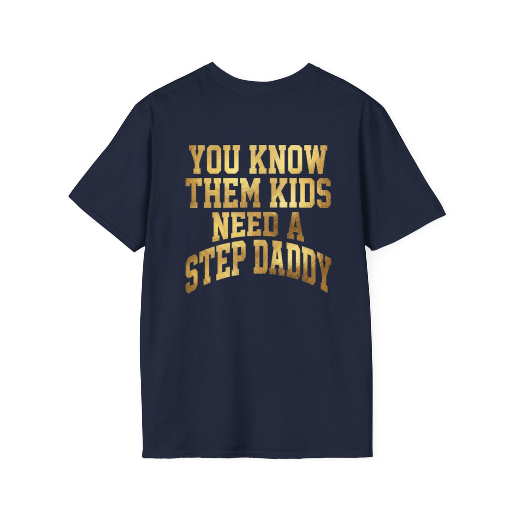 Step Daddy T-Shirt — Retro Gold Campus Graphic Tee for Stepdads