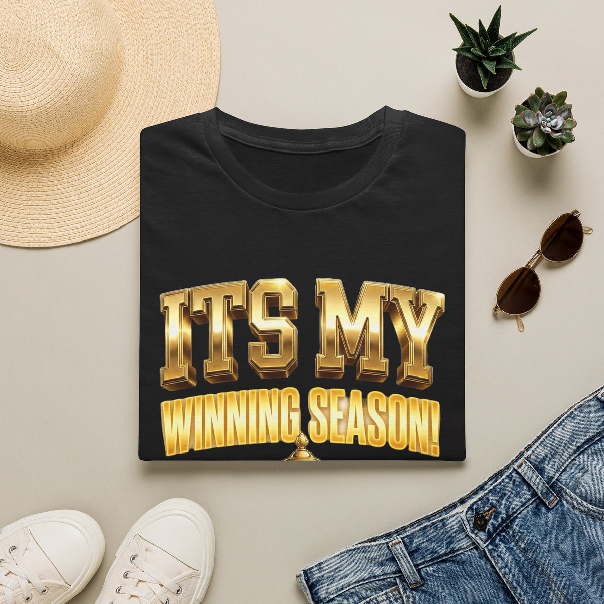 It's My Winning Season T‑Shirt — Gold Trophy Motivational Tee