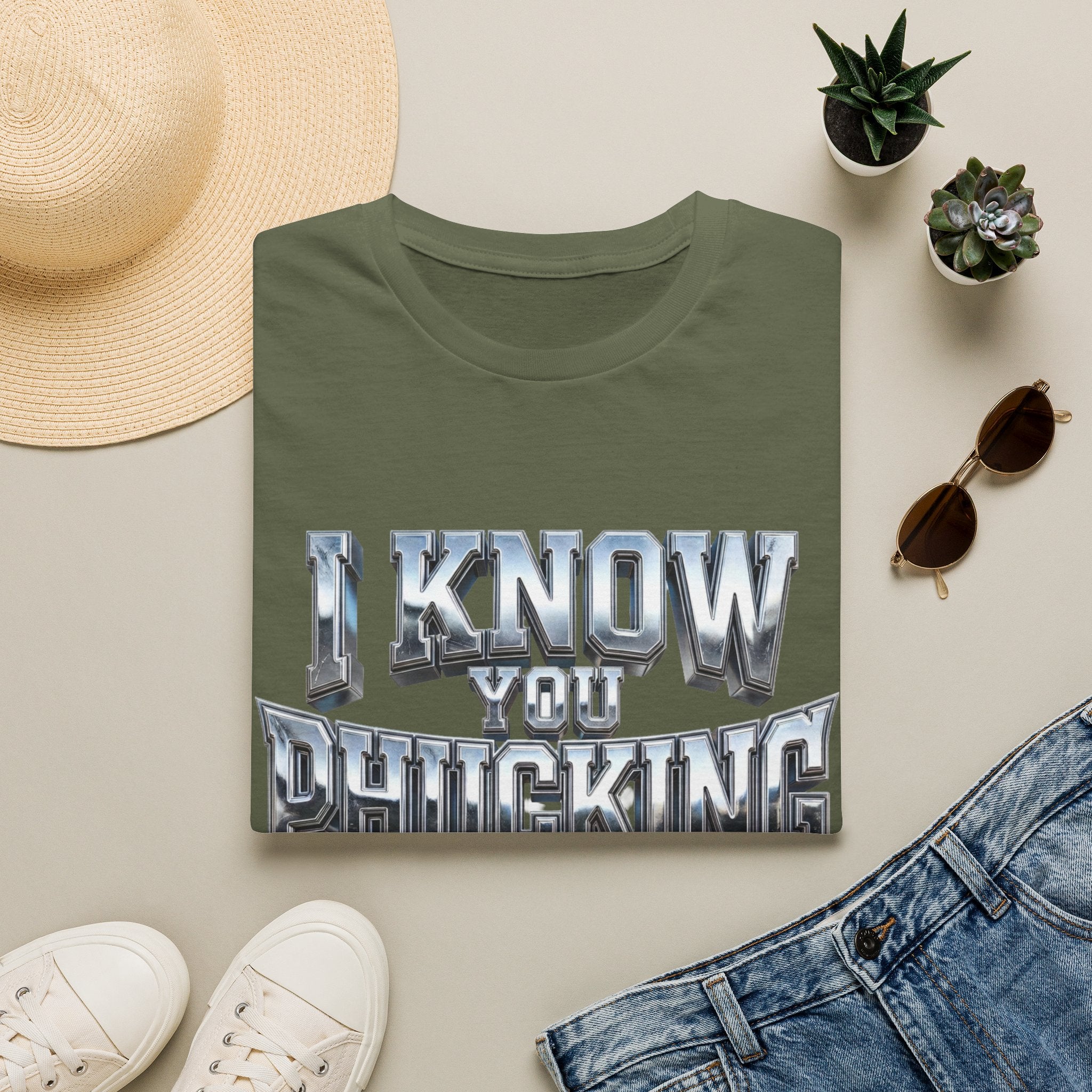 Graphic T-Shirt — "I Know You B***ing Lying" Bold Chrome Typography Tee