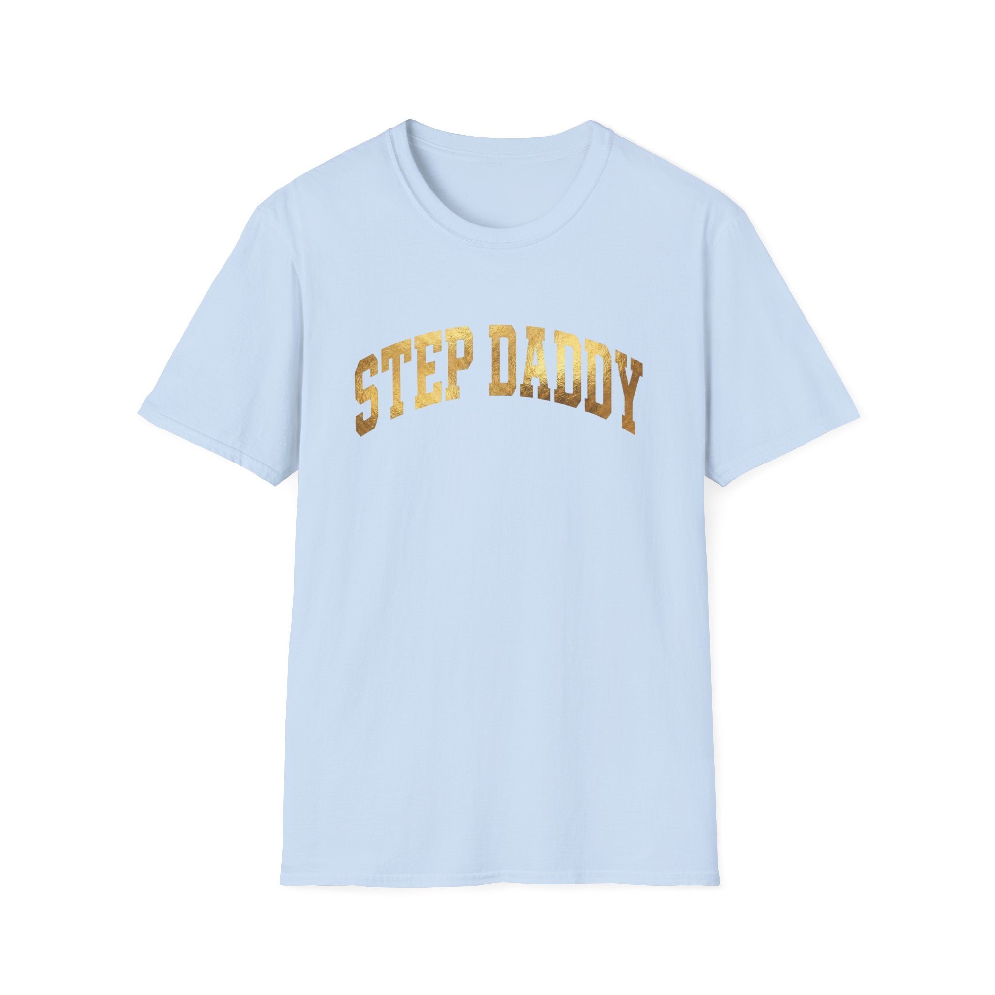 Step Daddy T-Shirt — Retro Gold Campus Graphic Tee for Stepdads