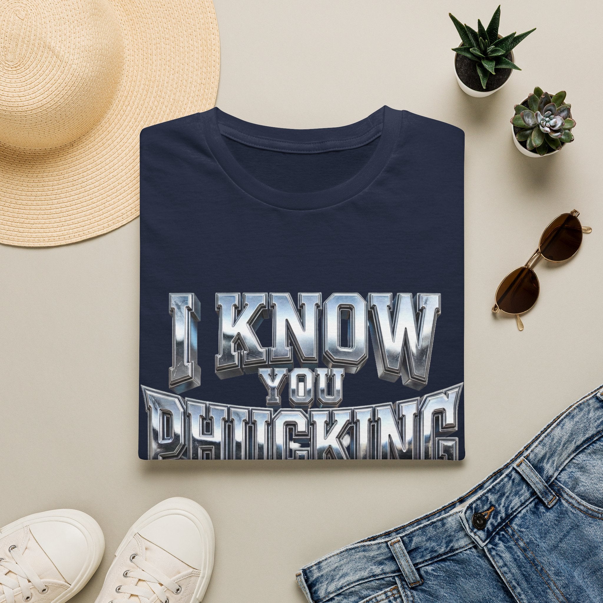 Graphic T-Shirt — "I Know You B***ing Lying" Bold Chrome Typography Tee