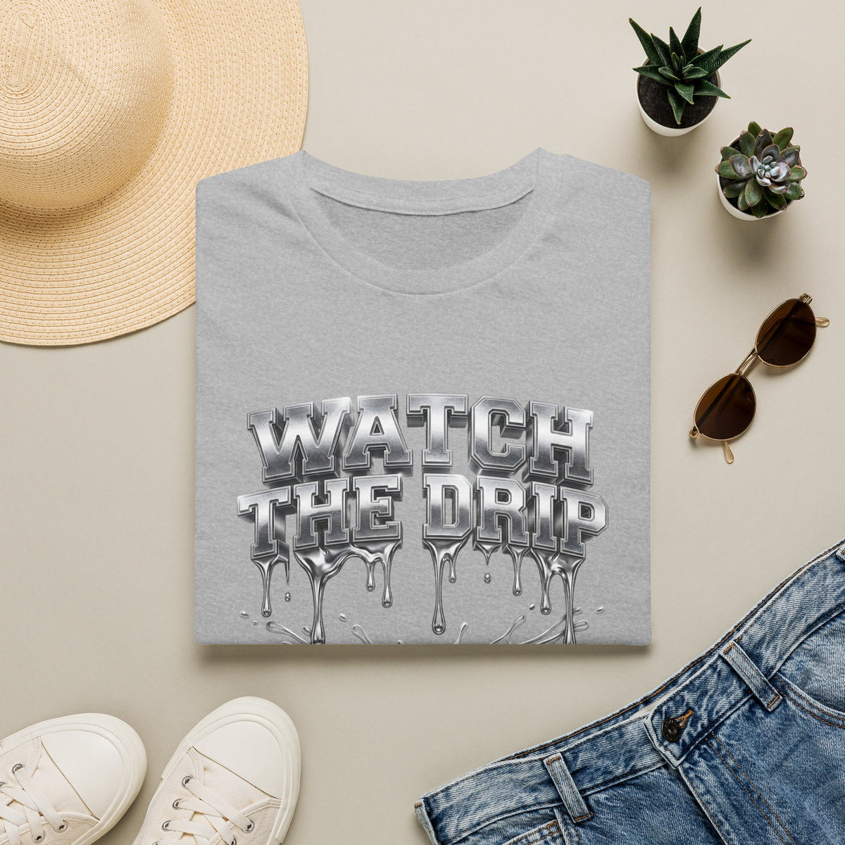 Watch The Drip T‑Shirt — Silver Drip Graphic Tee