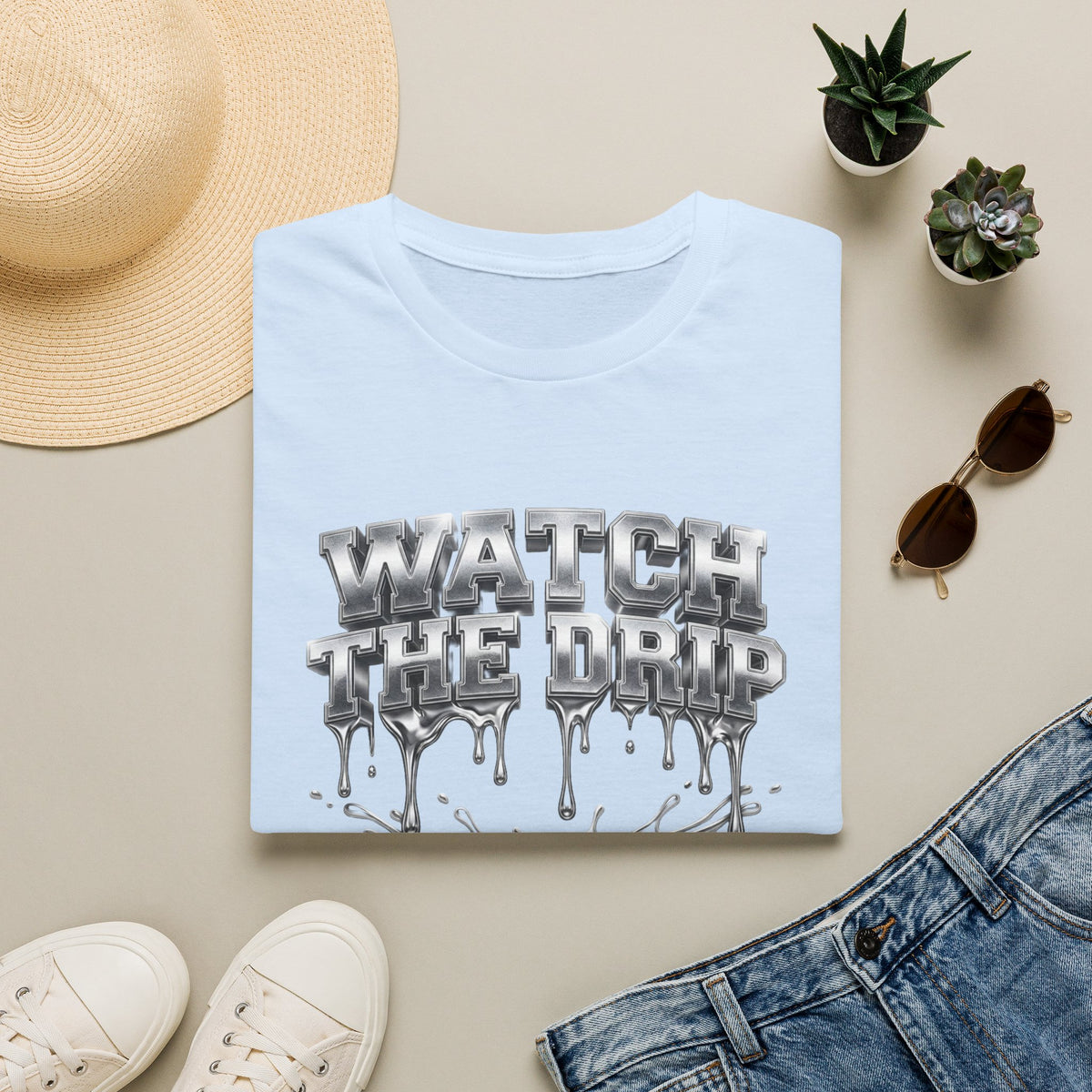 Watch The Drip T‑Shirt — Silver Drip Graphic Tee